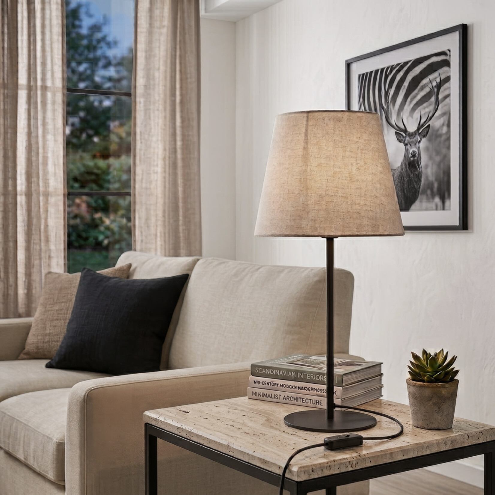 Paris Lampenschirm 23x17xH21cm, Farbe: beige