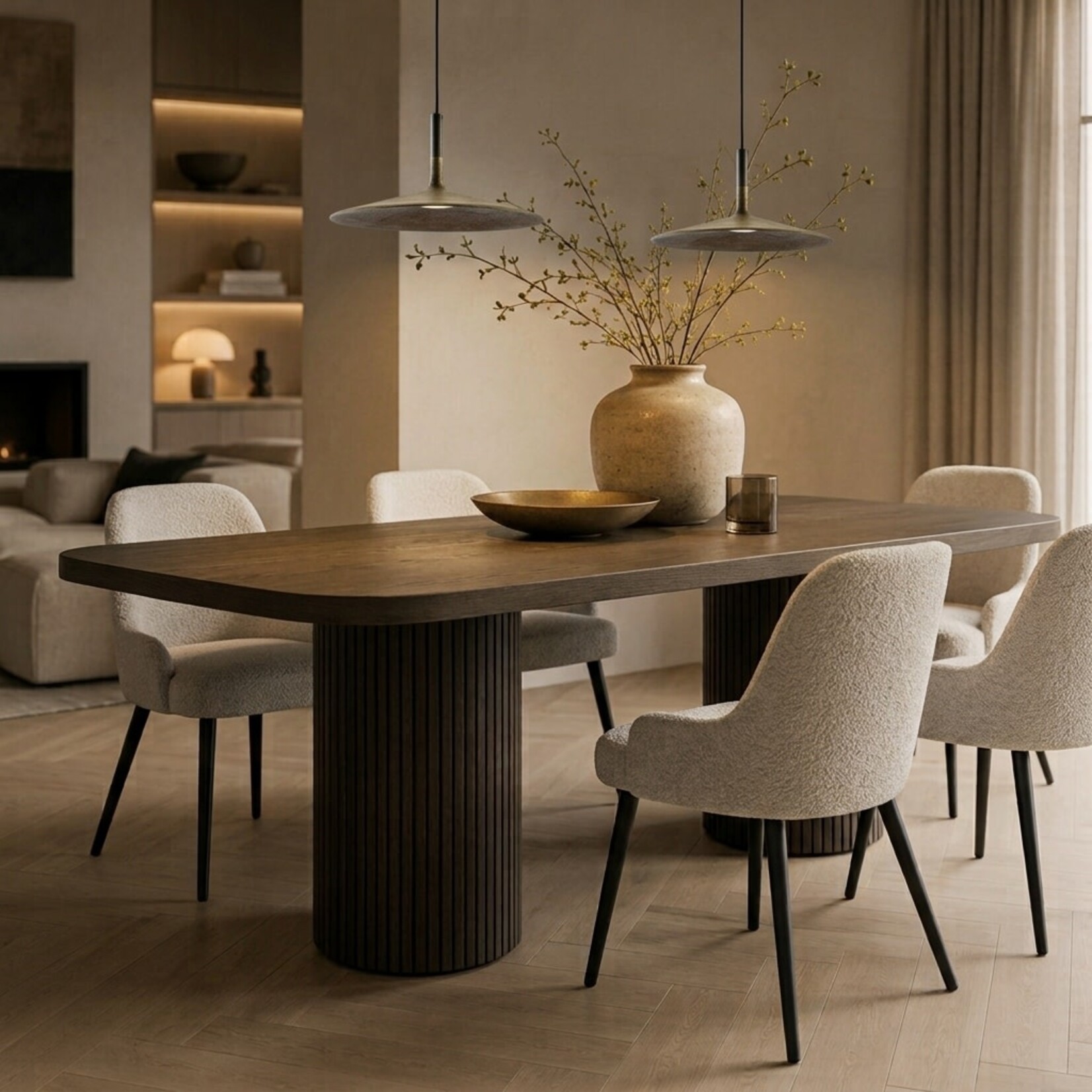 Amber Esstisch, Mass: 240x100cm, Finish: Weathered Oak