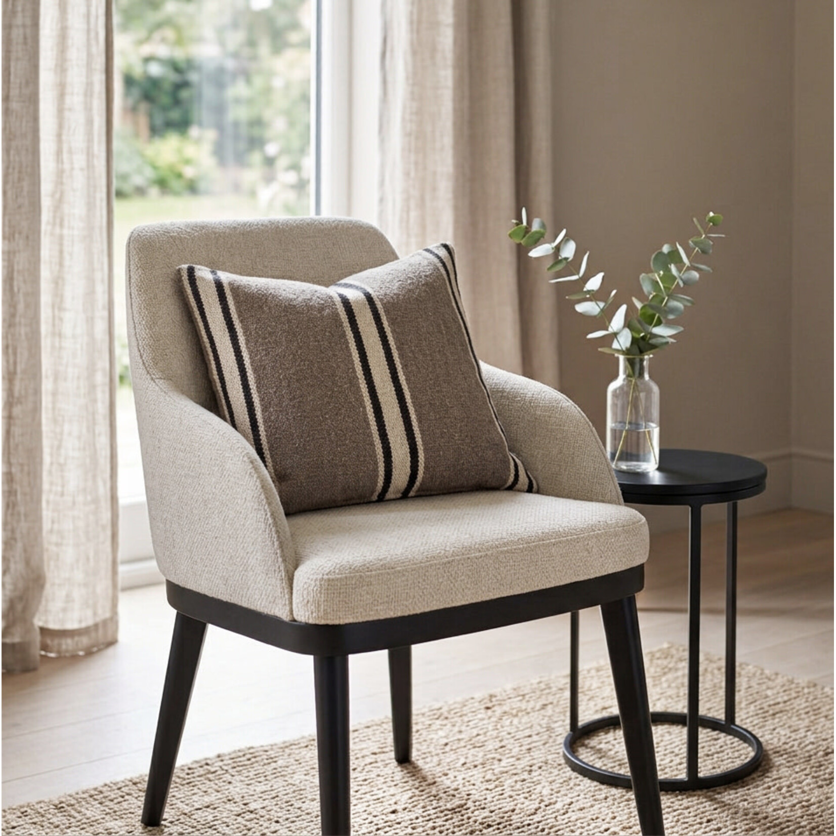 Ombra Kissen vertikal gestreift, Farbe: Taupe 50x50cm