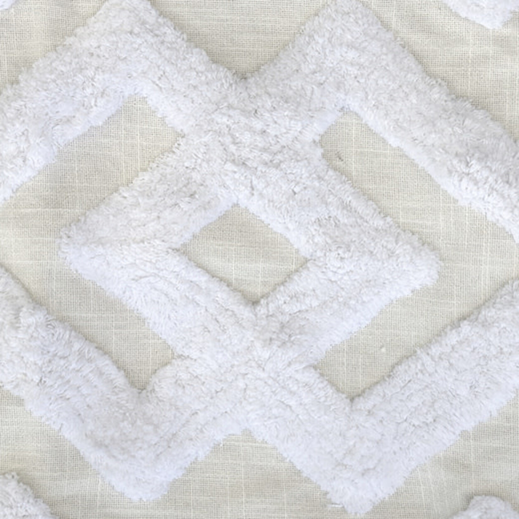 Baumwoll Kissen Rauten in Plüsch weiss 65x45cm