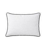 Lindeo Kissenbezug aus 100% Leinen, 50x70cm, weiss mit schwarzer Kedernaht