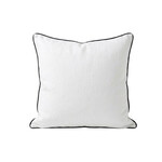 Lindeo Kissenbezug aus 100% Leinen, 65x65cm, weiss mit schwarzer Kedernaht