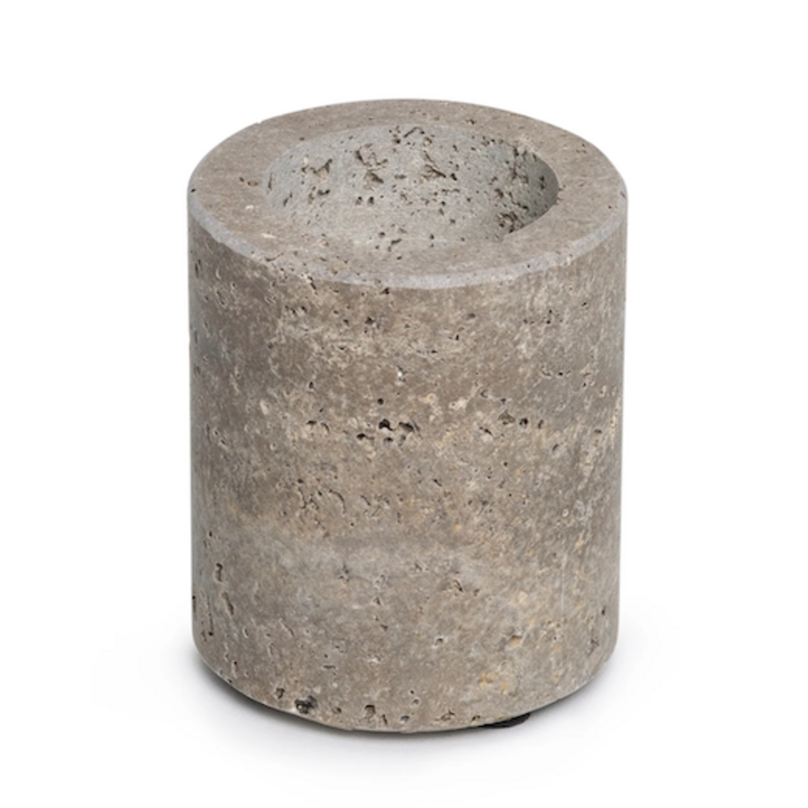 6006 Rovera Teelichthalter Travertin Titanium D6xH7cm