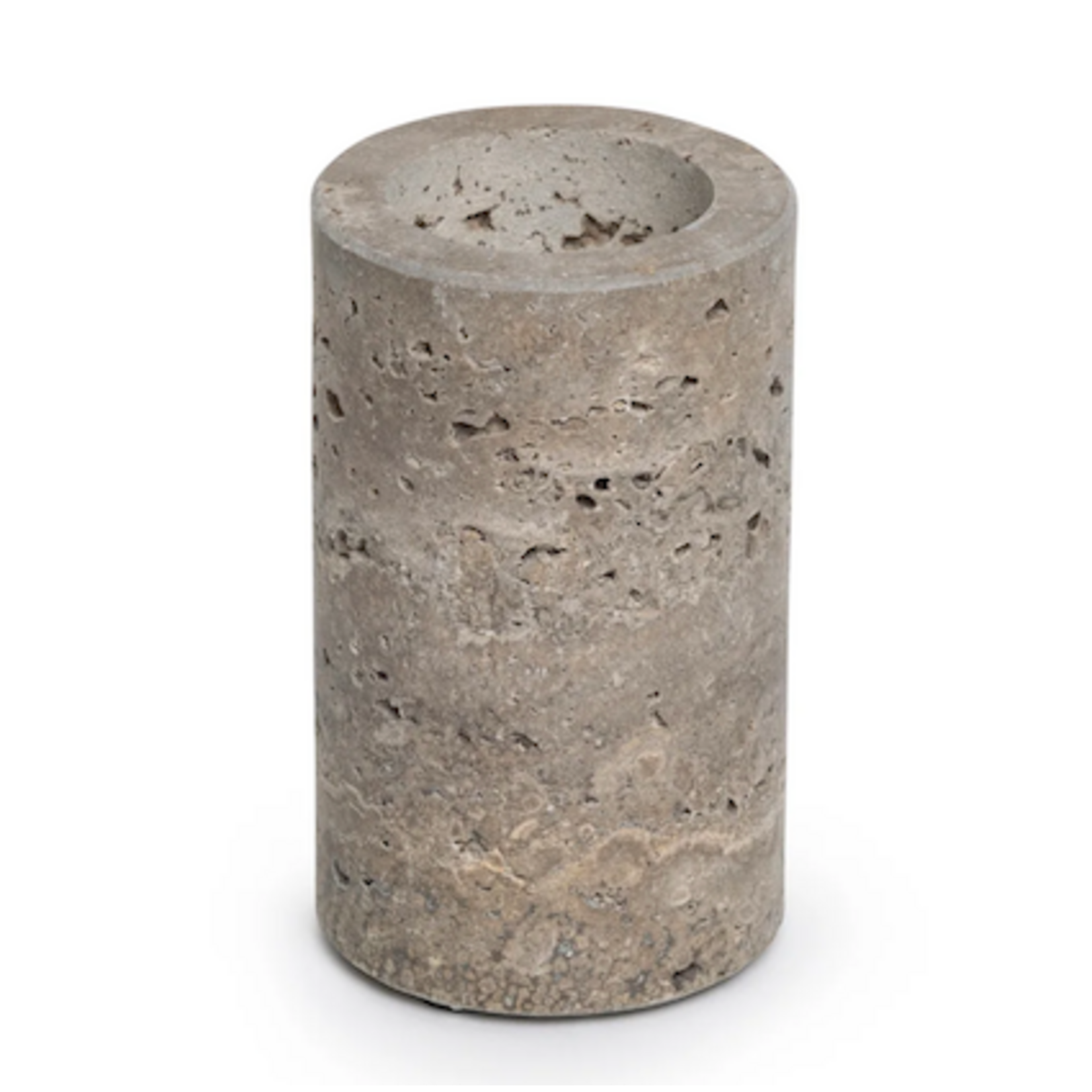 6006 Rovera Teelichthalter Travertin Titanium D6xH10cm