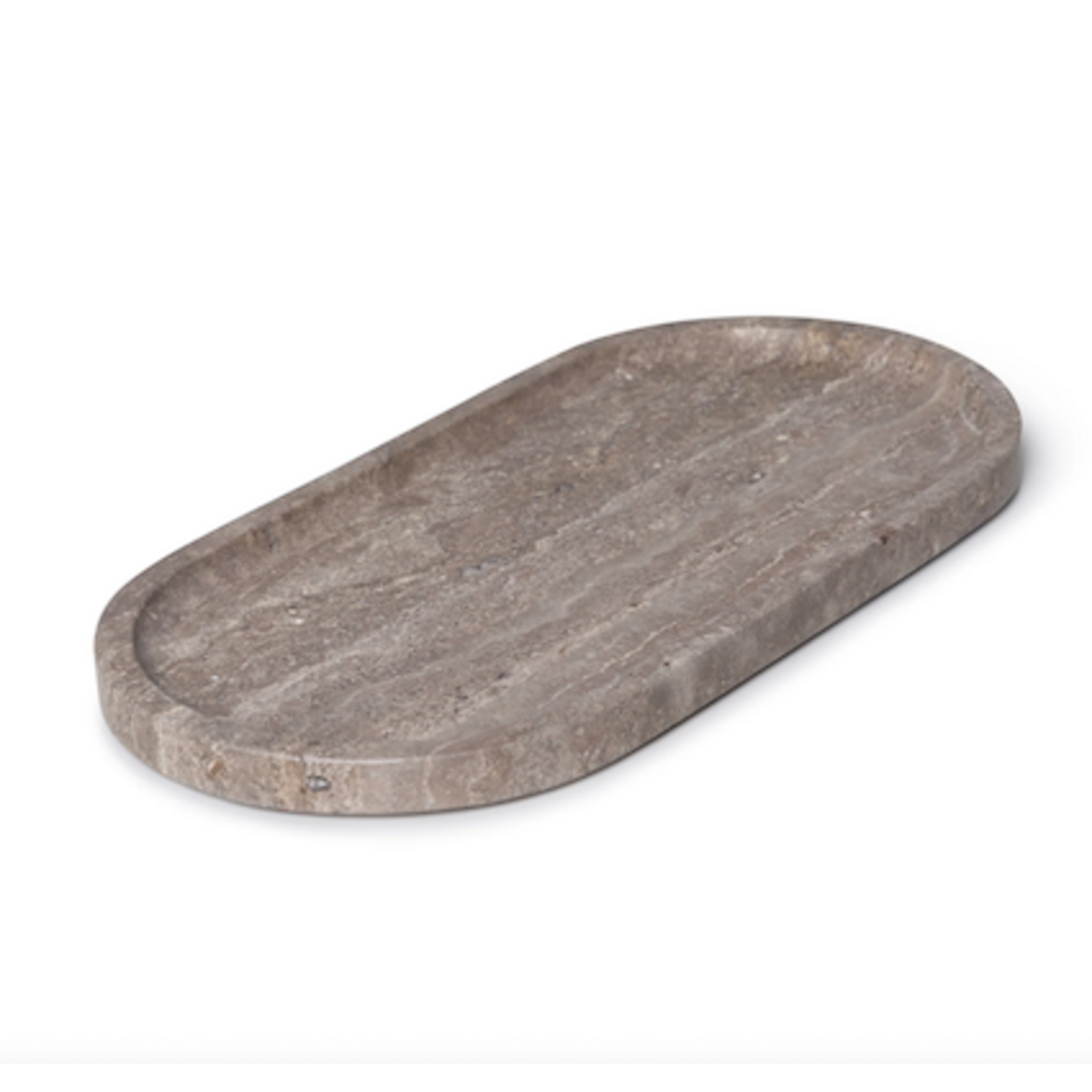 6006 Rovera Tablett oval Travertin Titanium 15x30cm