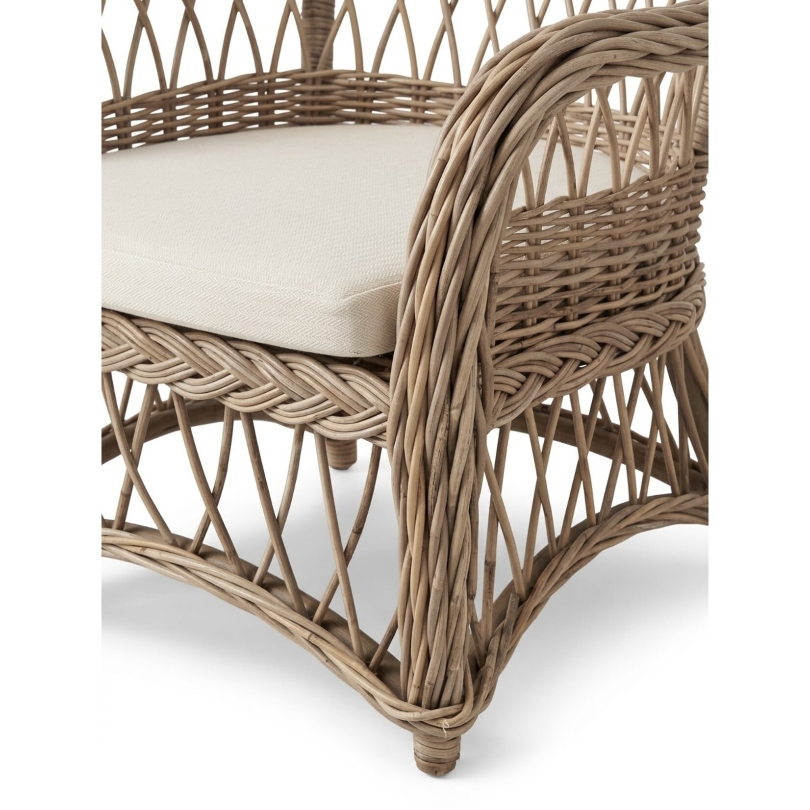 Rattan Sessel eckig 76x84xH86cm Kissen weiss