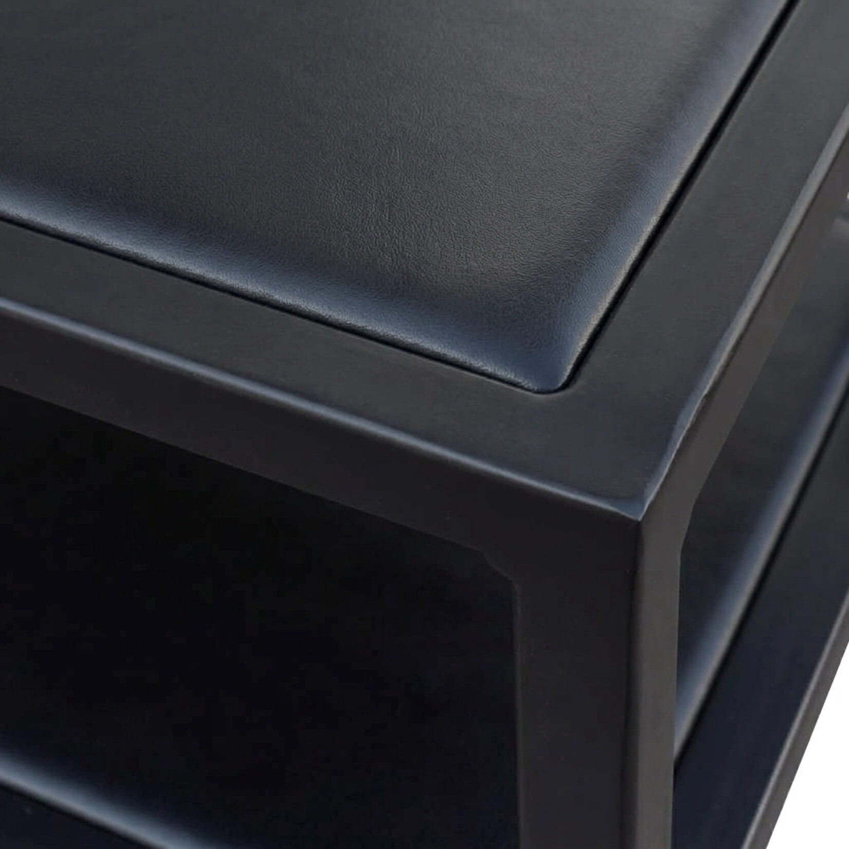 Caeso Sideboard 100x30x85cm, Gestell: schwarz, Leder: schwarz