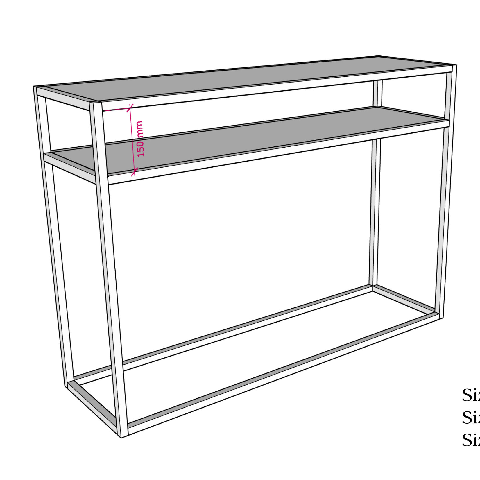 Caeso Sideboard 100x30x85cm, Gestell: schwarz, Leder: schwarz