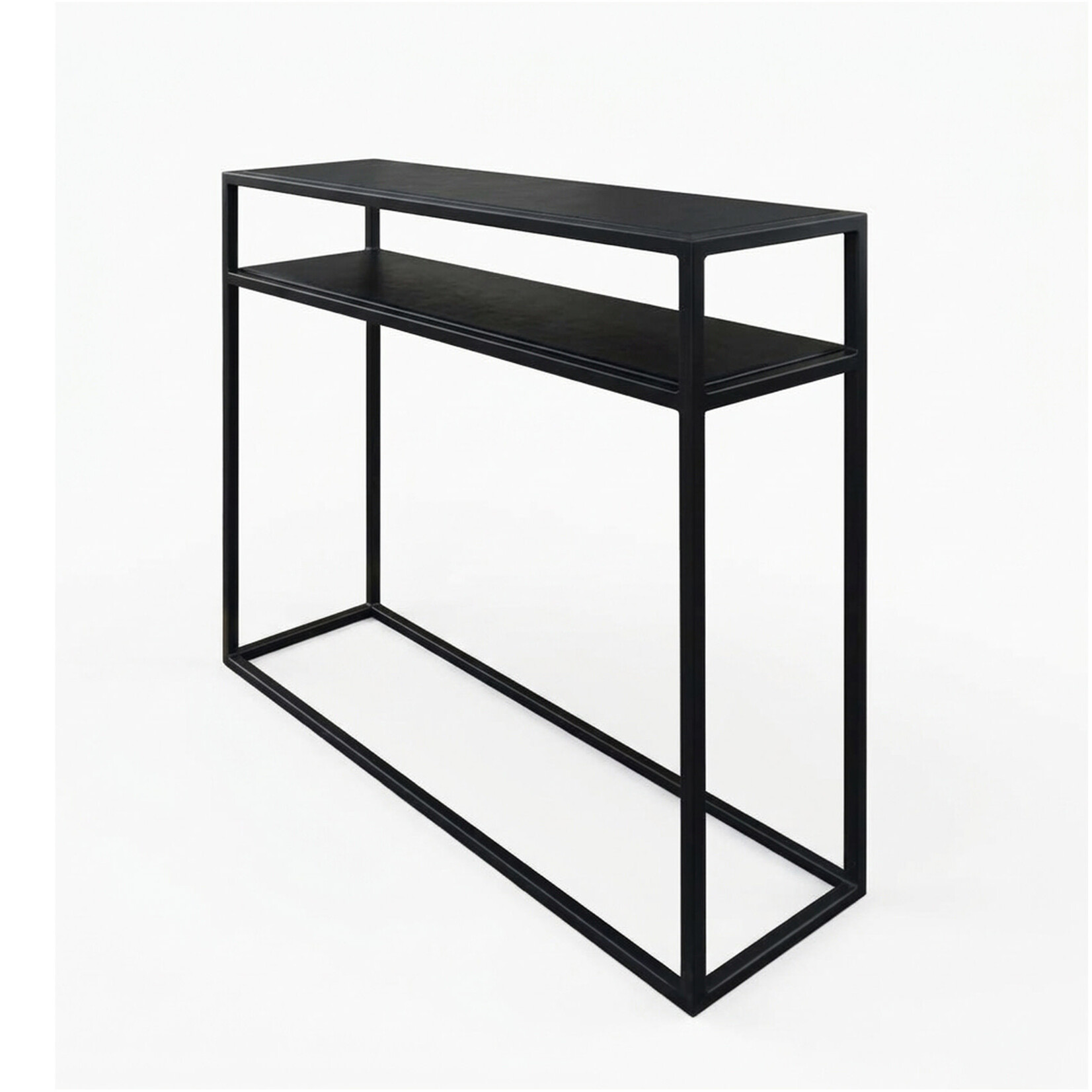 Caeso Sideboard 100x30x85cm, Gestell: schwarz, Leder: schwarz