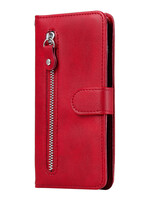 JVS Products iPhone 12 Pro hoesje - Bookcase - Pasjeshouder - Portemonnee - Rits - Kunstleer - Rood