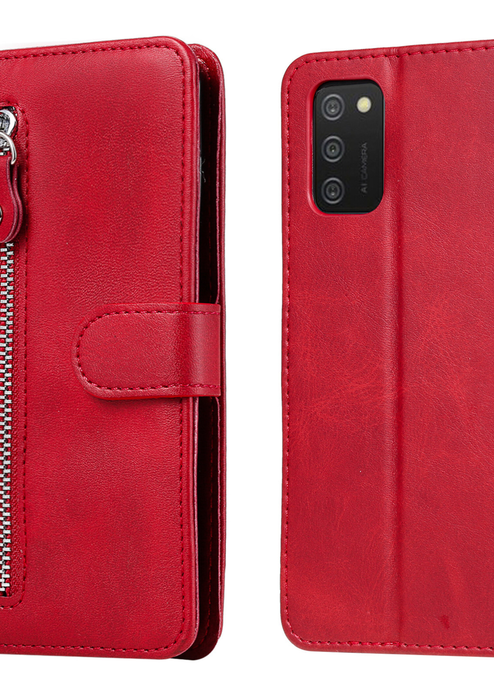 JVS Products Samsung Galaxy S21 hoesje - Bookcase - Pasjeshouder - Portemonnee - Rits - Kunstleer - Rood