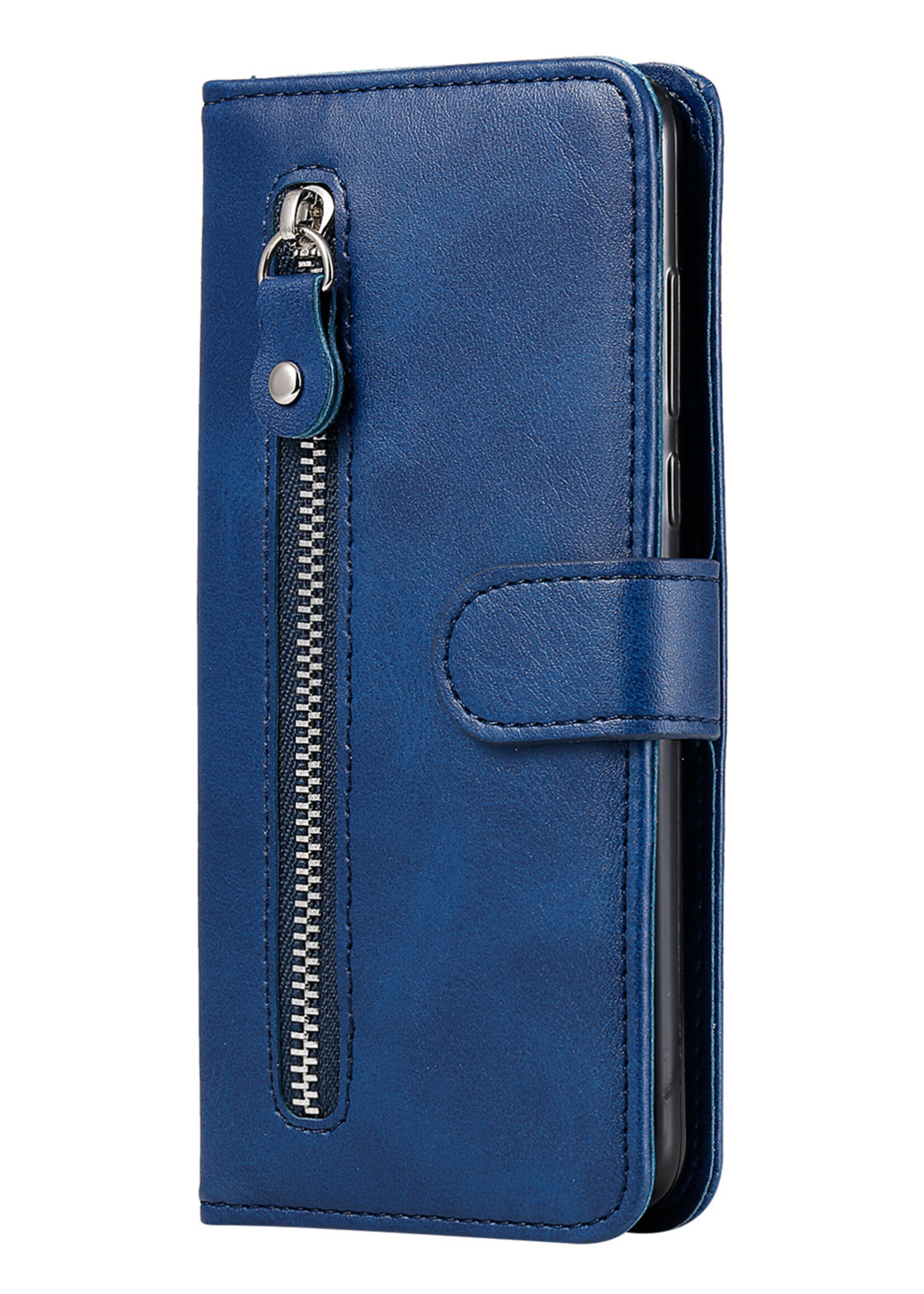 JVS Products Samsung Galaxy S21 hoesje - Bookcase - Pasjeshouder - Portemonnee - Rits - Kunstleer - Blauw