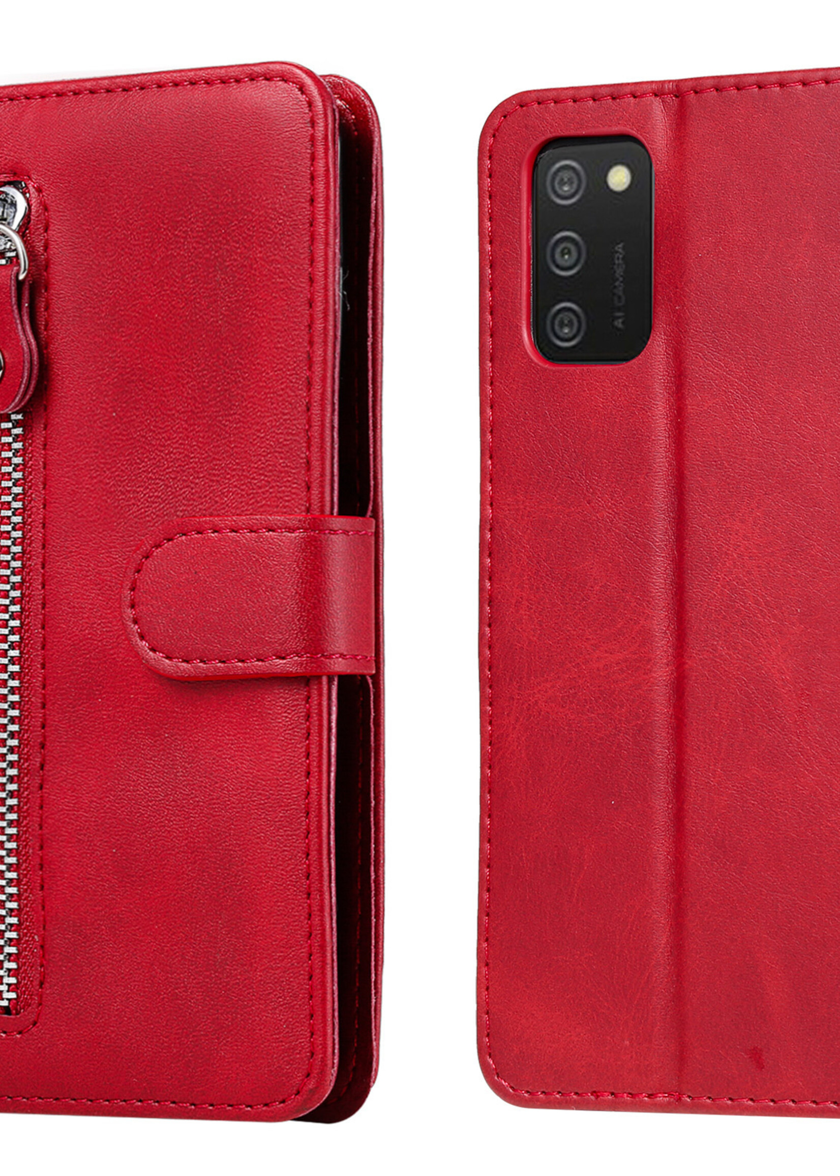 JVS Products Samsung Galaxy S21 Plus hoesje - Bookcase - Pasjeshouder - Portemonnee - Rits - Kunstleer - Rood