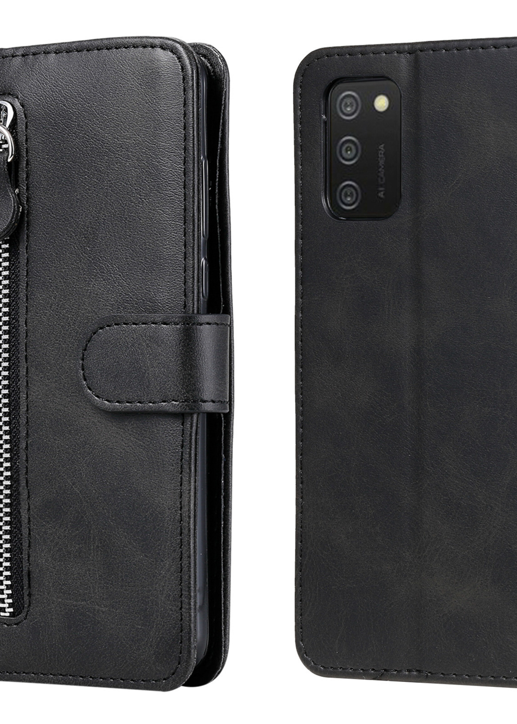 JVS Products Samsung Galaxy A71 hoesje - Bookcase - Pasjeshouder - Portemonnee - Rits - Kunstleer - Zwart