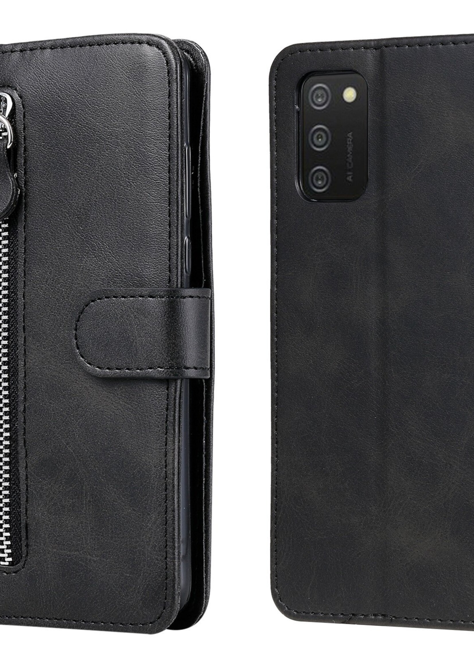 JVS Products Samsung Galaxy A72 hoesje - Bookcase - Pasjeshouder - Portemonnee - Rits - Kunstleer - Zwart