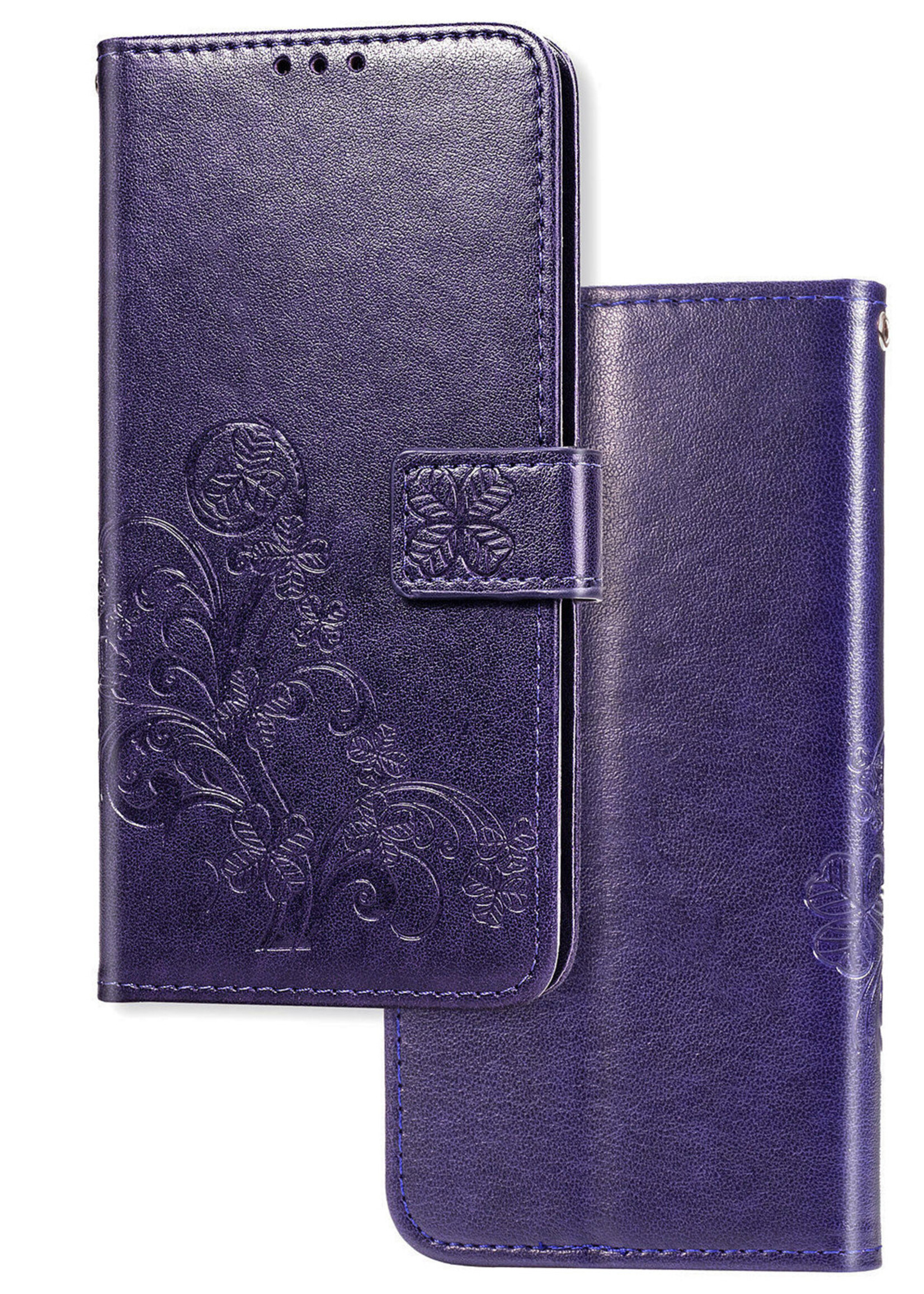 JVS Products iPhone 7 hoesje - Bookcase - Pasjeshouder - Portemonnee - Bloemenprint - Kunstleer - Paars