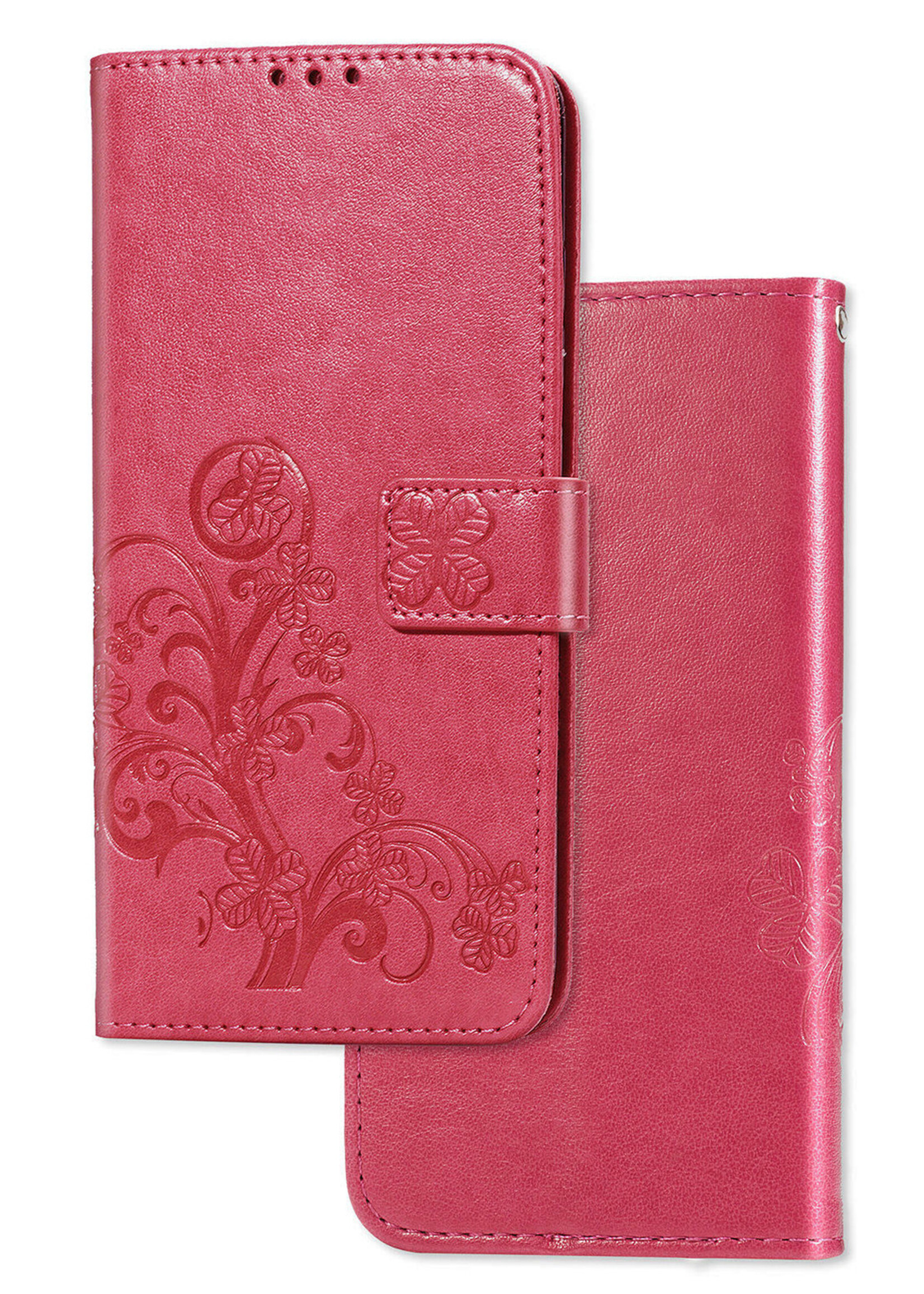 JVS Products iPhone SE 2020 hoesje - Bookcase - Pasjeshouder - Portemonnee - Bloemenprint - Kunstleer - Roze