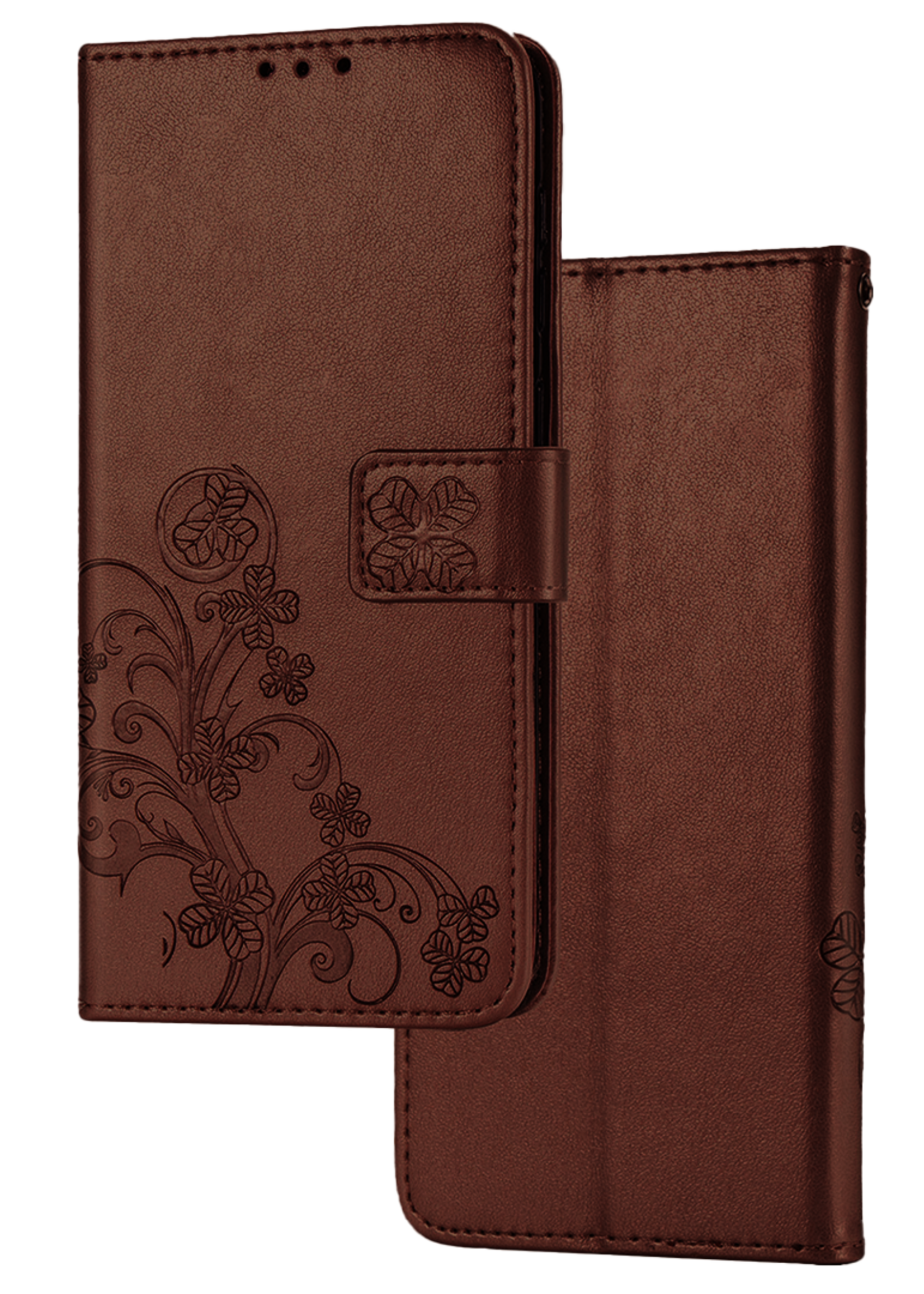 JVS Products iPhone SE 2020 hoesje - Bookcase - Pasjeshouder - Portemonnee - Bloemenprint - Kunstleer - Bruin