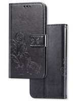 JVS Products iPhone X hoesje - Bookcase - Pasjeshouder - Portemonnee - Bloemenprint - Kunstleer - Zwart