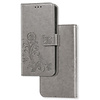 iPhone X hoesje - Bookcase - Pasjeshouder - Portemonnee - Bloemenprint - Kunstleer - Grijs