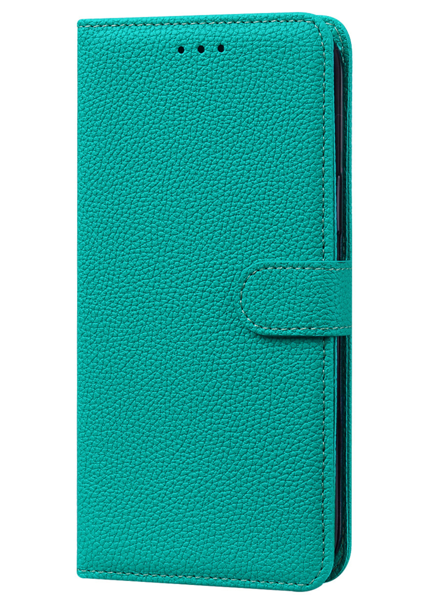 JVS Products Xiaomi Redmi Note 10 5G hoesje - Bookcase - Koord - Pasjeshouder - Portemonnee - Camerabescherming - Kunstleer - Cyaan