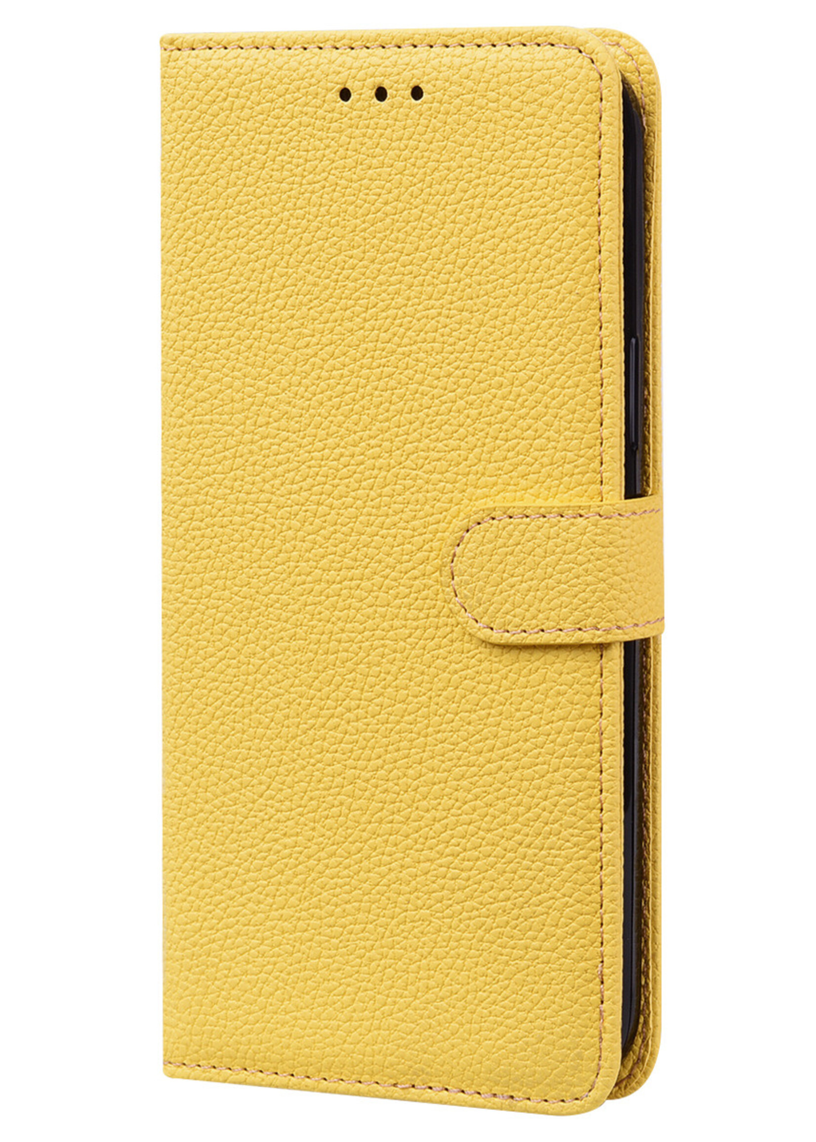 JVS Products Xiaomi Redmi Note 10 5G hoesje - Bookcase - Koord - Pasjeshouder - Portemonnee - Camerabescherming - Kunstleer - Geel