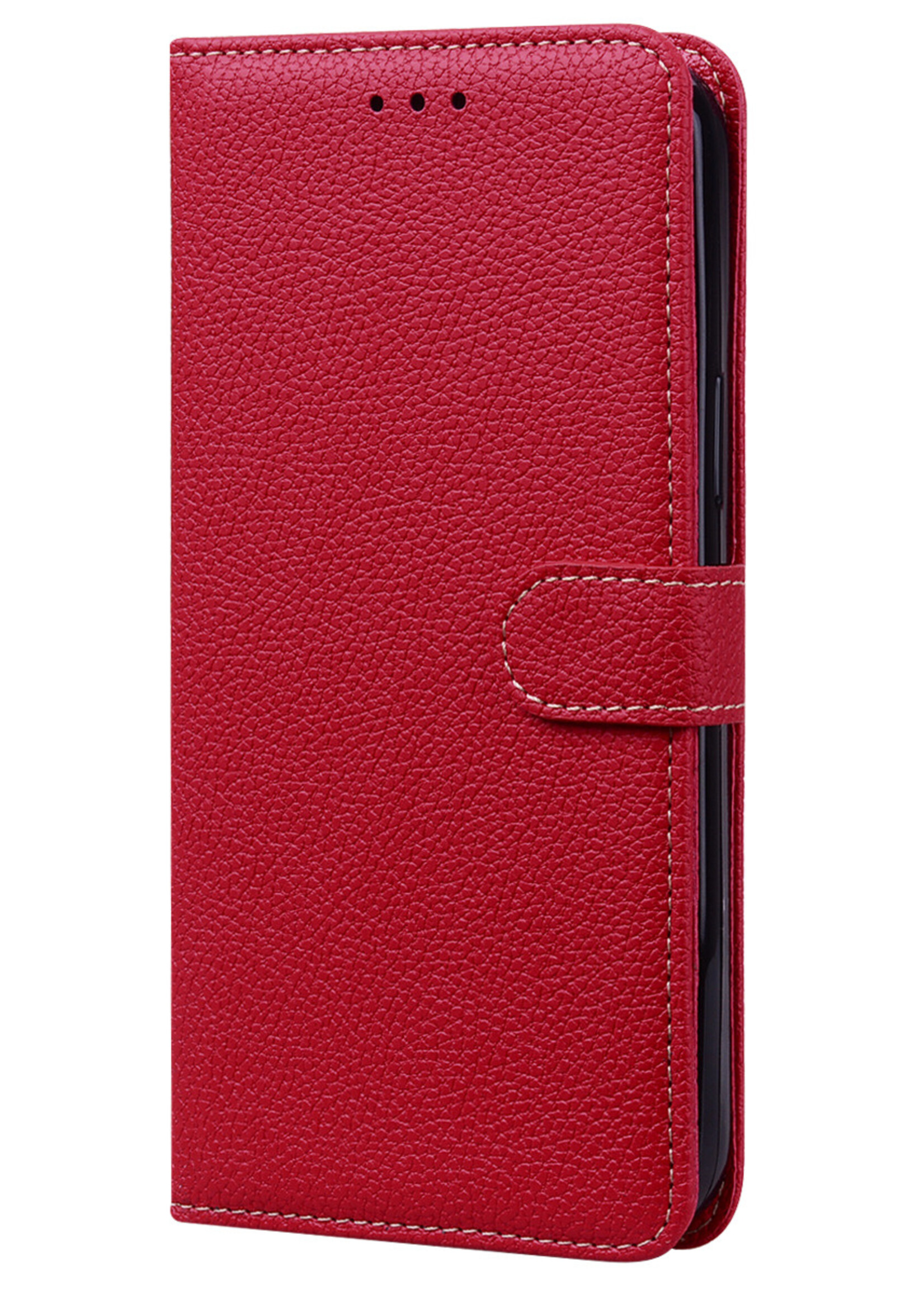 JVS Products Xiaomi Redmi Note 10 5G hoesje - Bookcase - Koord - Pasjeshouder - Portemonnee - Camerabescherming - Kunstleer - Rood