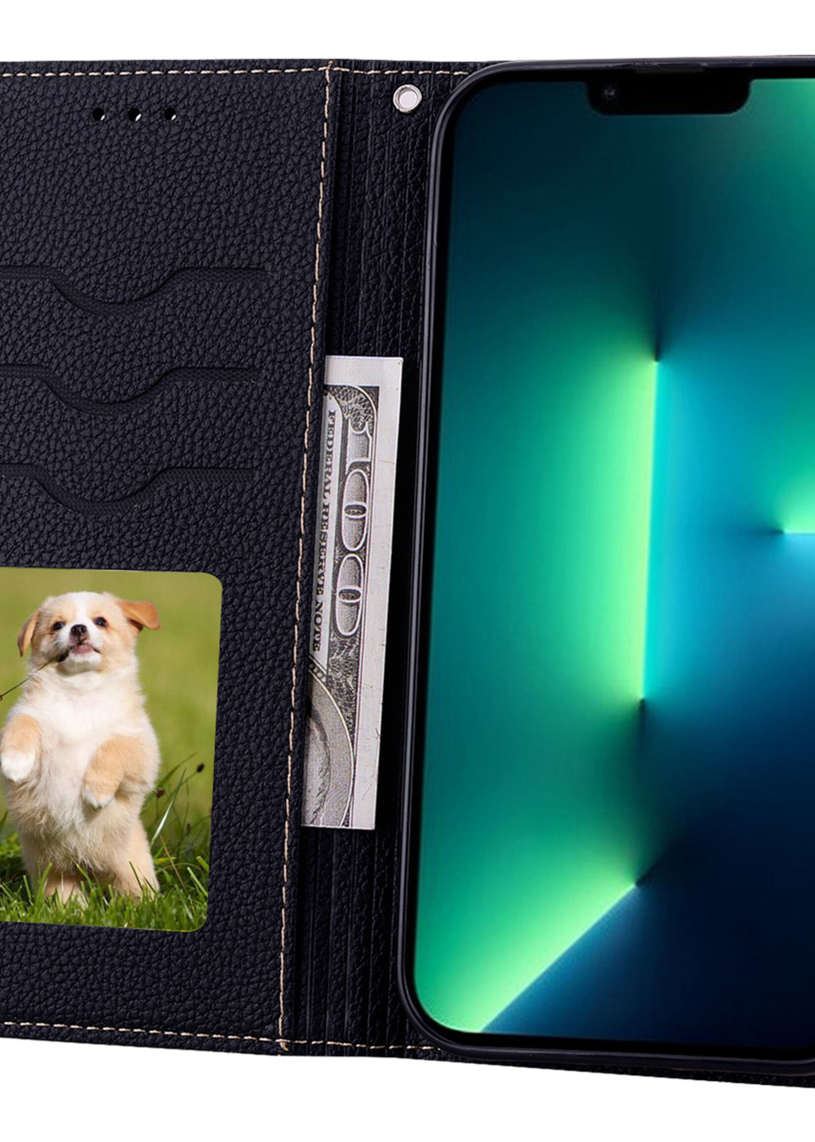 JVS Products Xiaomi Redmi Note 10 5G hoesje - Bookcase - Koord - Pasjeshouder - Portemonnee - Camerabescherming - Kunstleer - Zwart