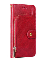 JVS Products Xiaomi Redmi Note 10 5G hoesje - Bookcase - Koord - Pasjeshouder - Portemonnee - Rits - Kunstleer - Rood