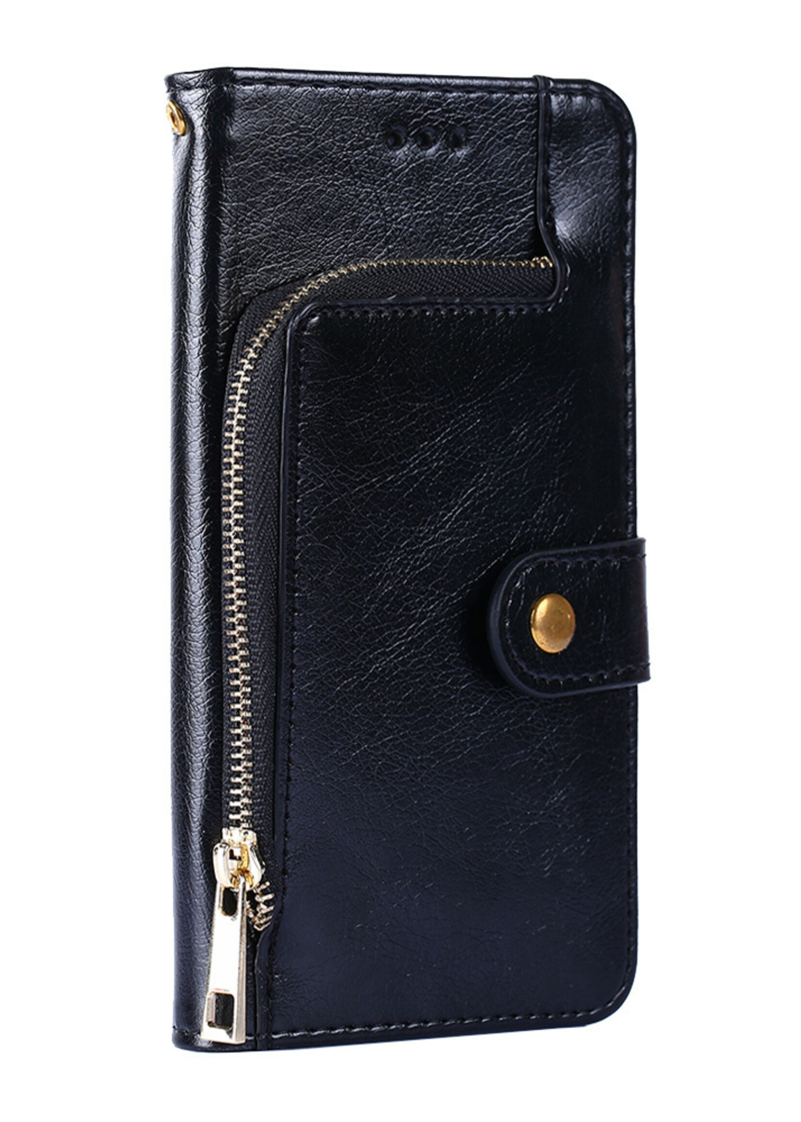 JVS Products Xiaomi Redmi Note 10 5G hoesje - Bookcase - Koord - Pasjeshouder - Portemonnee - Rits - Kunstleer - Zwart