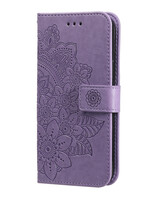 JVS Products Xiaomi Redmi Note 10 5G hoesje - Bookcase - Pasjeshouder - Portemonnee - Bloemenprint - Kunstleer - Paars