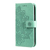 Xiaomi Redmi Note 10 5G hoesje - Bookcase - Pasjeshouder - Portemonnee - Bloemenprint - Kunstleer - Turquoise