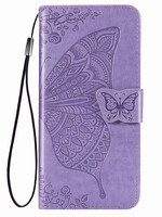 JVS Products Xiaomi Redmi Note 10 5G hoesje - Bookcase - Pasjeshouder - Portemonnee - Vlinderpatroon - Kunstleer - Paars