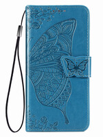 JVS Products Xiaomi Redmi Note 10 5G hoesje - Bookcase - Pasjeshouder - Portemonnee - Vlinderpatroon - Kunstleer - Blauw