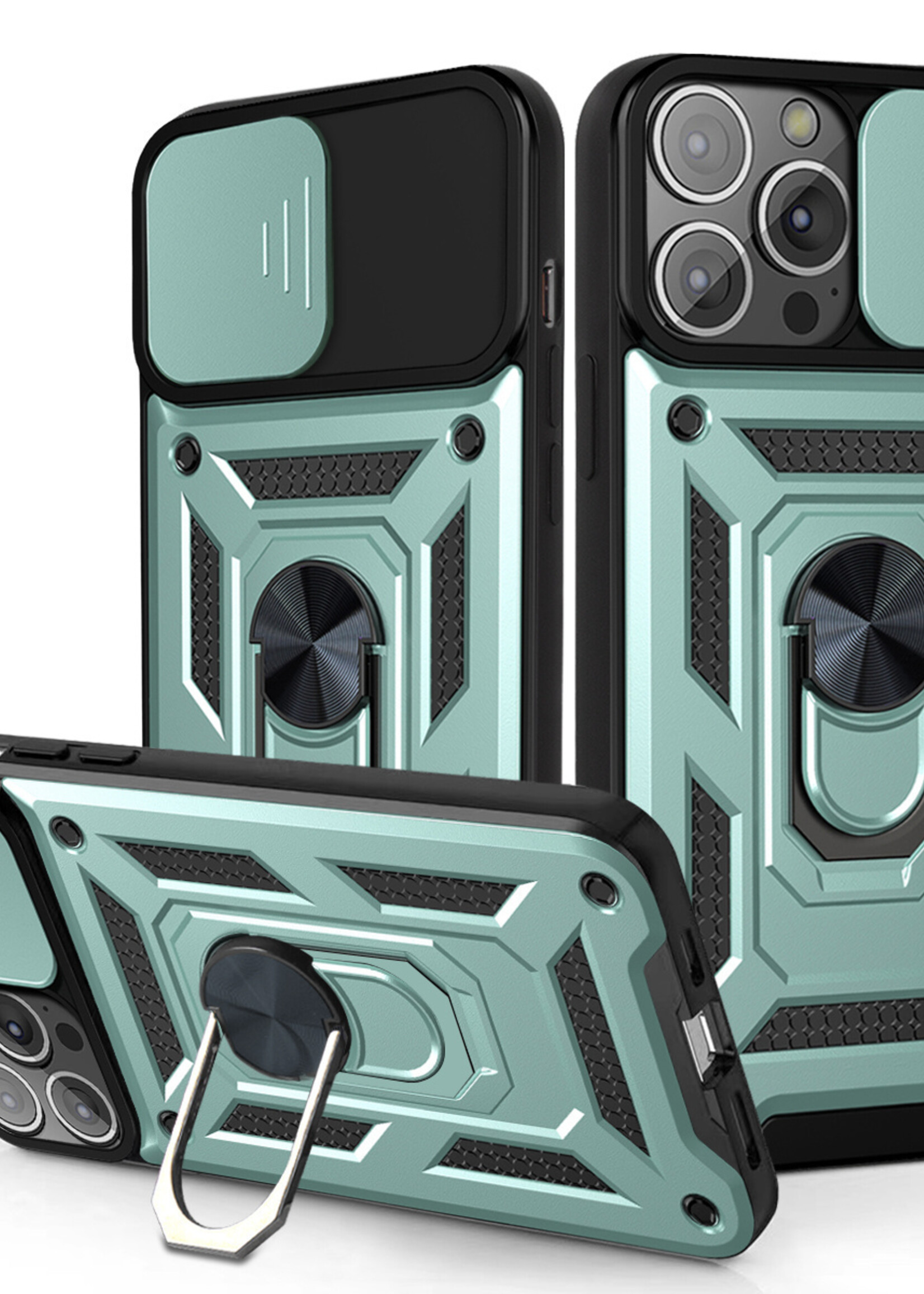 JVS Products Xiaomi Redmi Note 10 5G hoesje - Backcover - Rugged Armor - Camerabescherming - Extra valbescherming - TPU - Groen