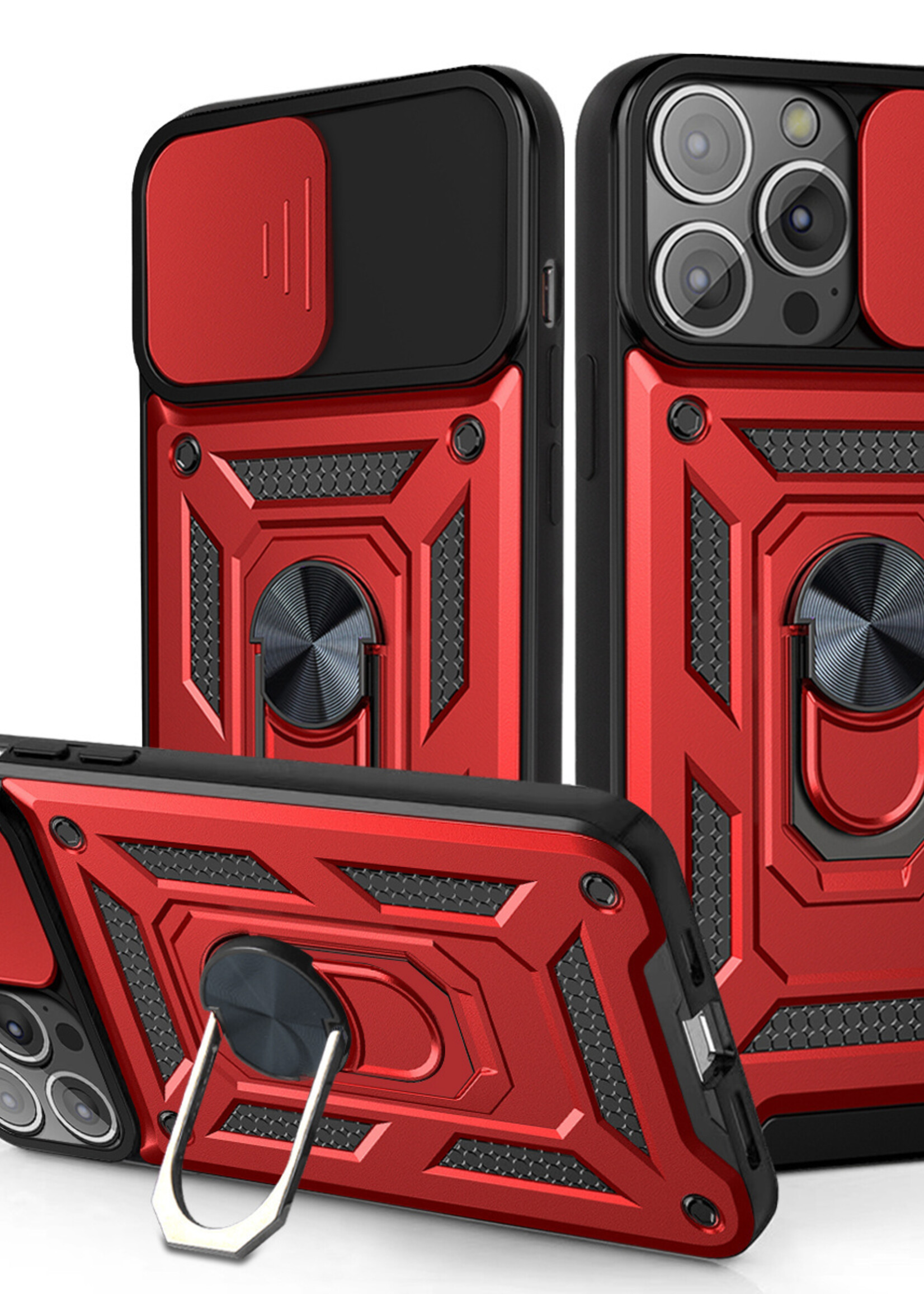 JVS Products Xiaomi Redmi Note 10 5G hoesje - Backcover - Rugged Armor - Camerabescherming - Extra valbescherming - TPU - Rood