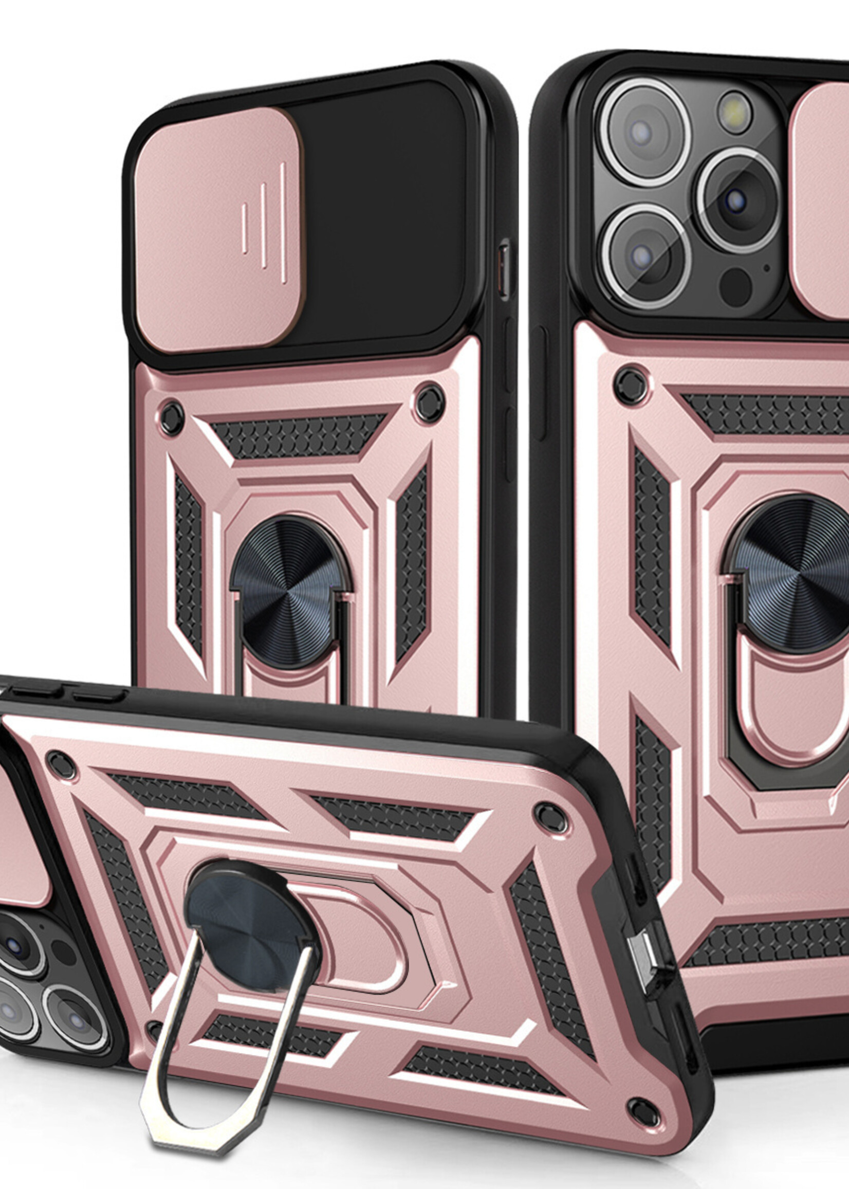 JVS Products Xiaomi Redmi Note 10 5G hoesje - Backcover - Rugged Armor - Camerabescherming - Extra valbescherming - TPU - Rose Goud