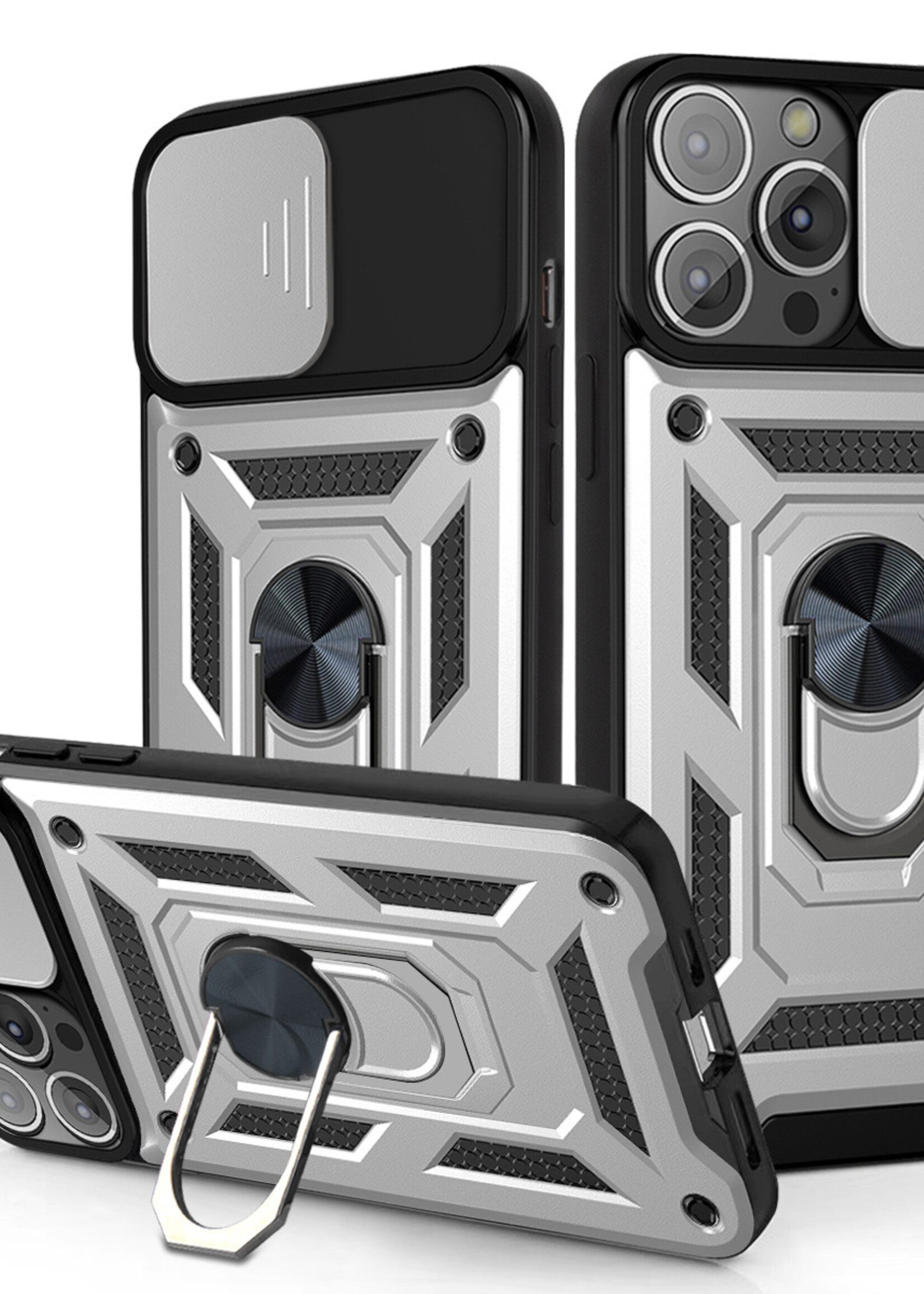 JVS Products Xiaomi Redmi Note 10 5G hoesje - Backcover - Rugged Armor - Camerabescherming - Extra valbescherming - TPU - Zilver