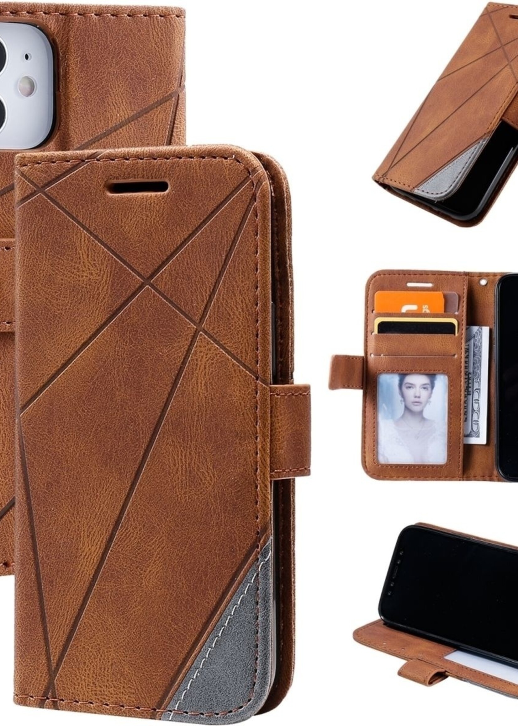 JVS Products Xiaomi Redmi Note 10 Pro hoesje - Bookcase - Pasjeshouder - Portemonnee - Patroon - Kunstleer - Bruin