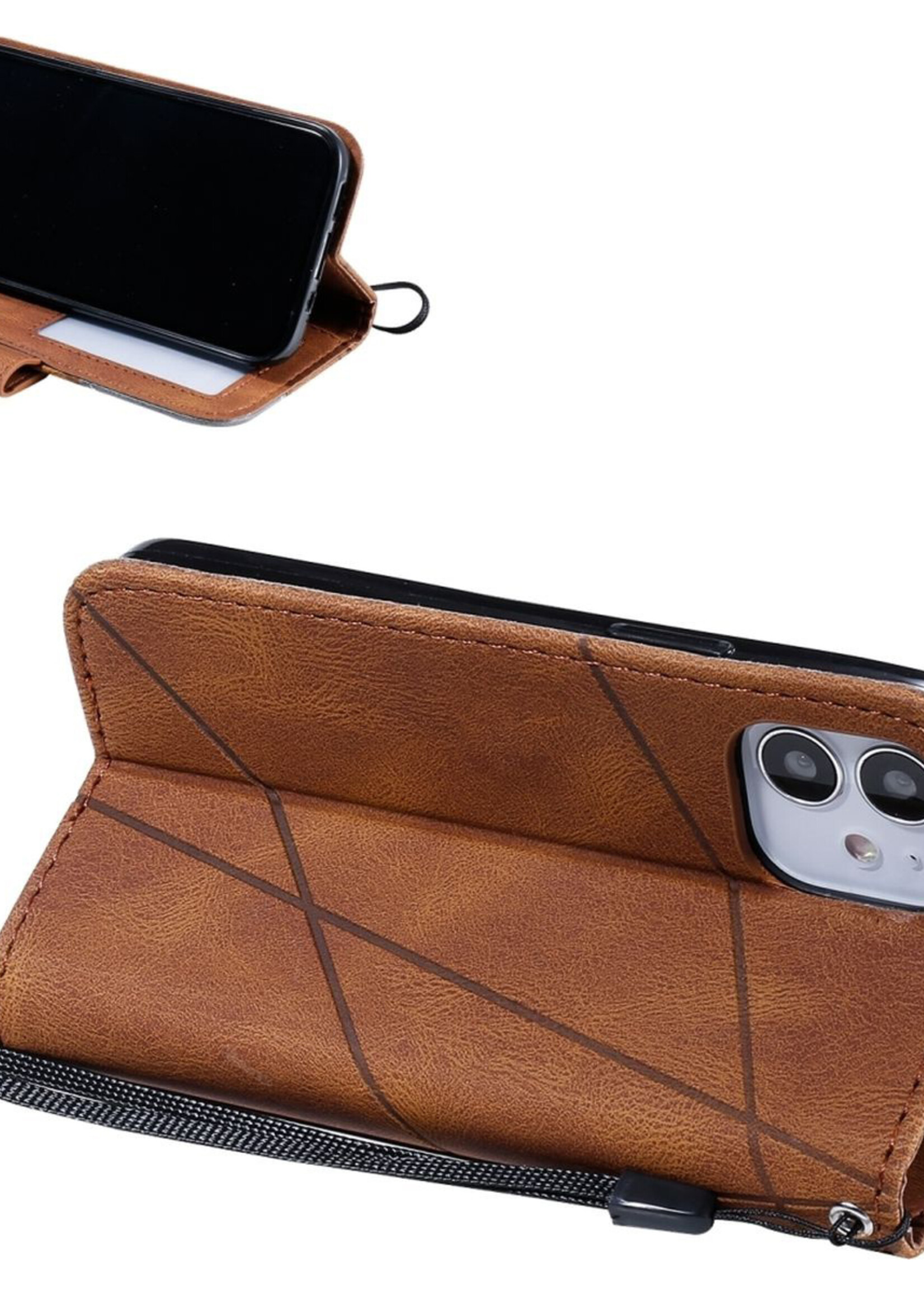 JVS Products Xiaomi Redmi Note 10 Pro hoesje - Bookcase - Pasjeshouder - Portemonnee - Patroon - Kunstleer - Bruin