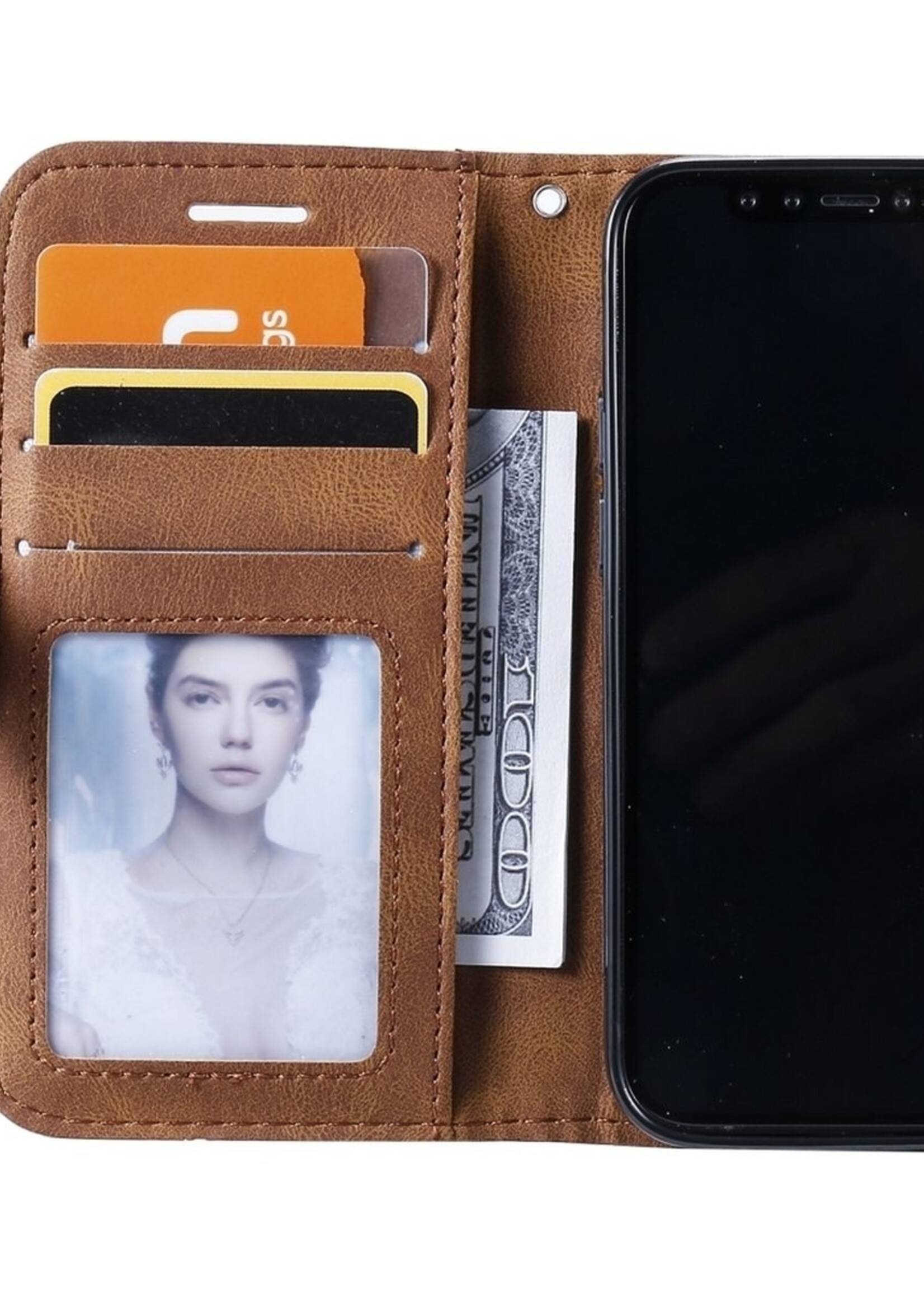 JVS Products Xiaomi Redmi Note 10 Pro hoesje - Bookcase - Pasjeshouder - Portemonnee - Patroon - Kunstleer - Bruin