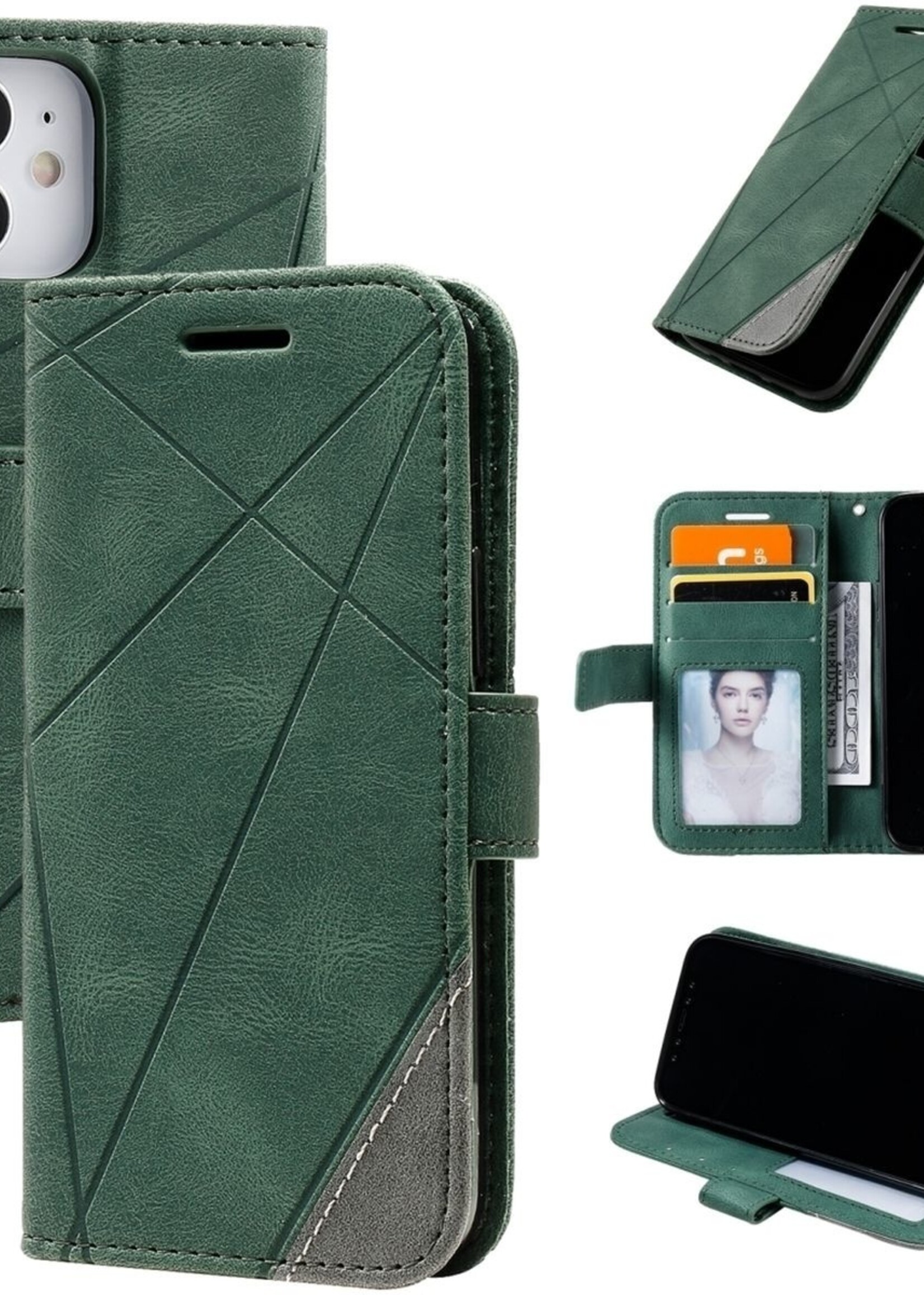 JVS Products Xiaomi Redmi Note 10 Pro hoesje - Bookcase - Pasjeshouder - Portemonnee - Patroon - Kunstleer - Groen