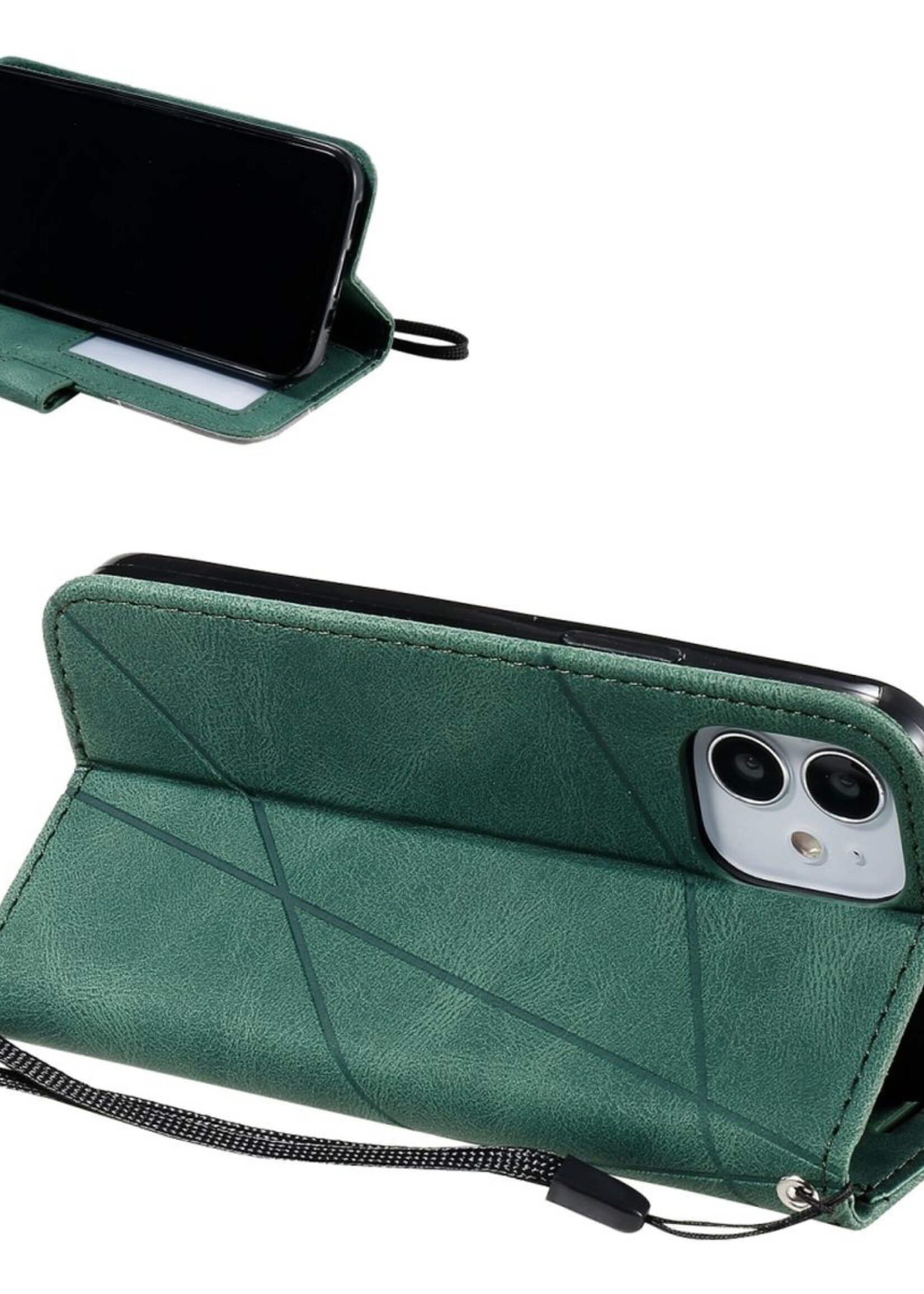 JVS Products Xiaomi Redmi Note 10 Pro hoesje - Bookcase - Pasjeshouder - Portemonnee - Patroon - Kunstleer - Groen