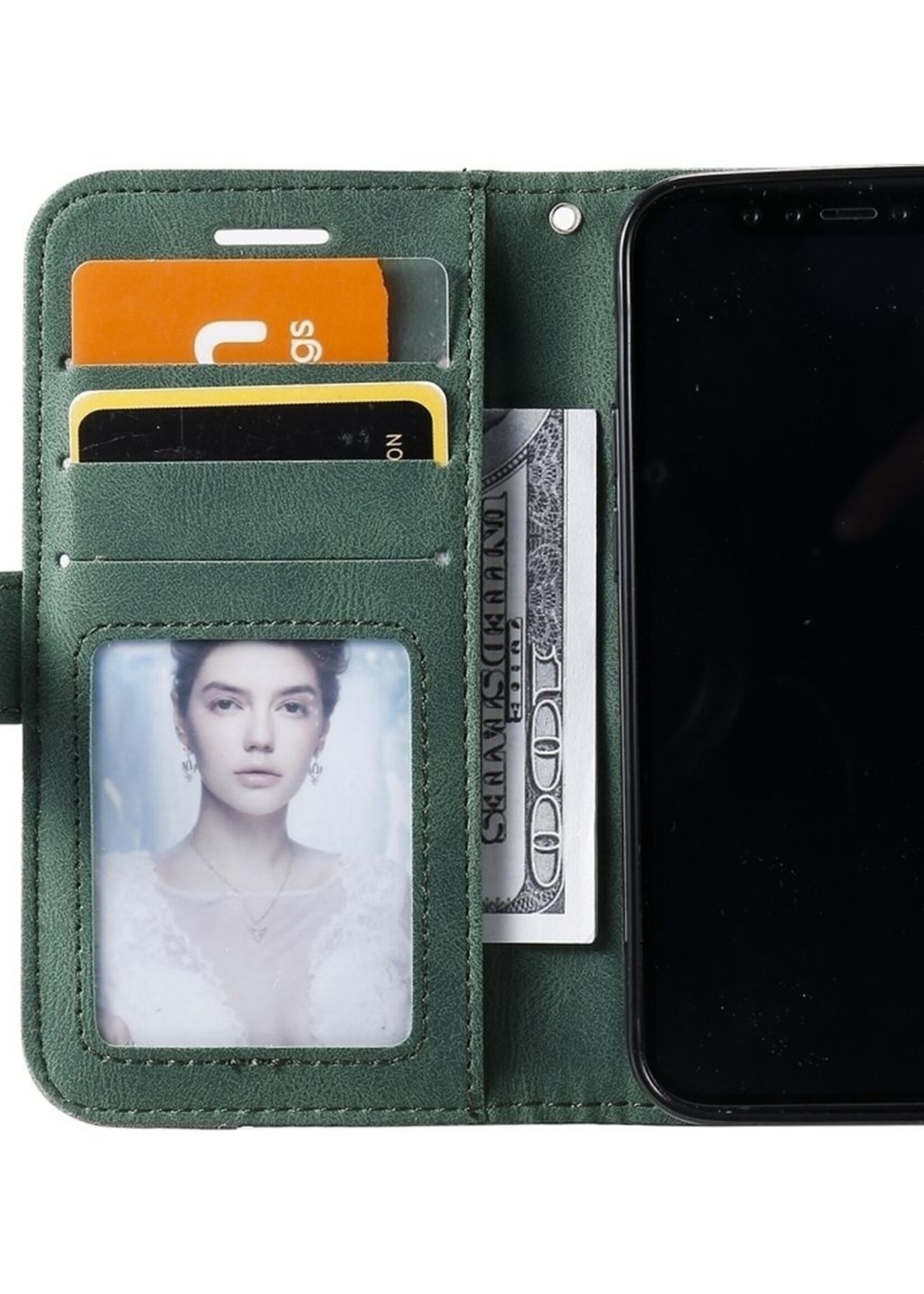 JVS Products Xiaomi Redmi Note 10 Pro hoesje - Bookcase - Pasjeshouder - Portemonnee - Patroon - Kunstleer - Groen