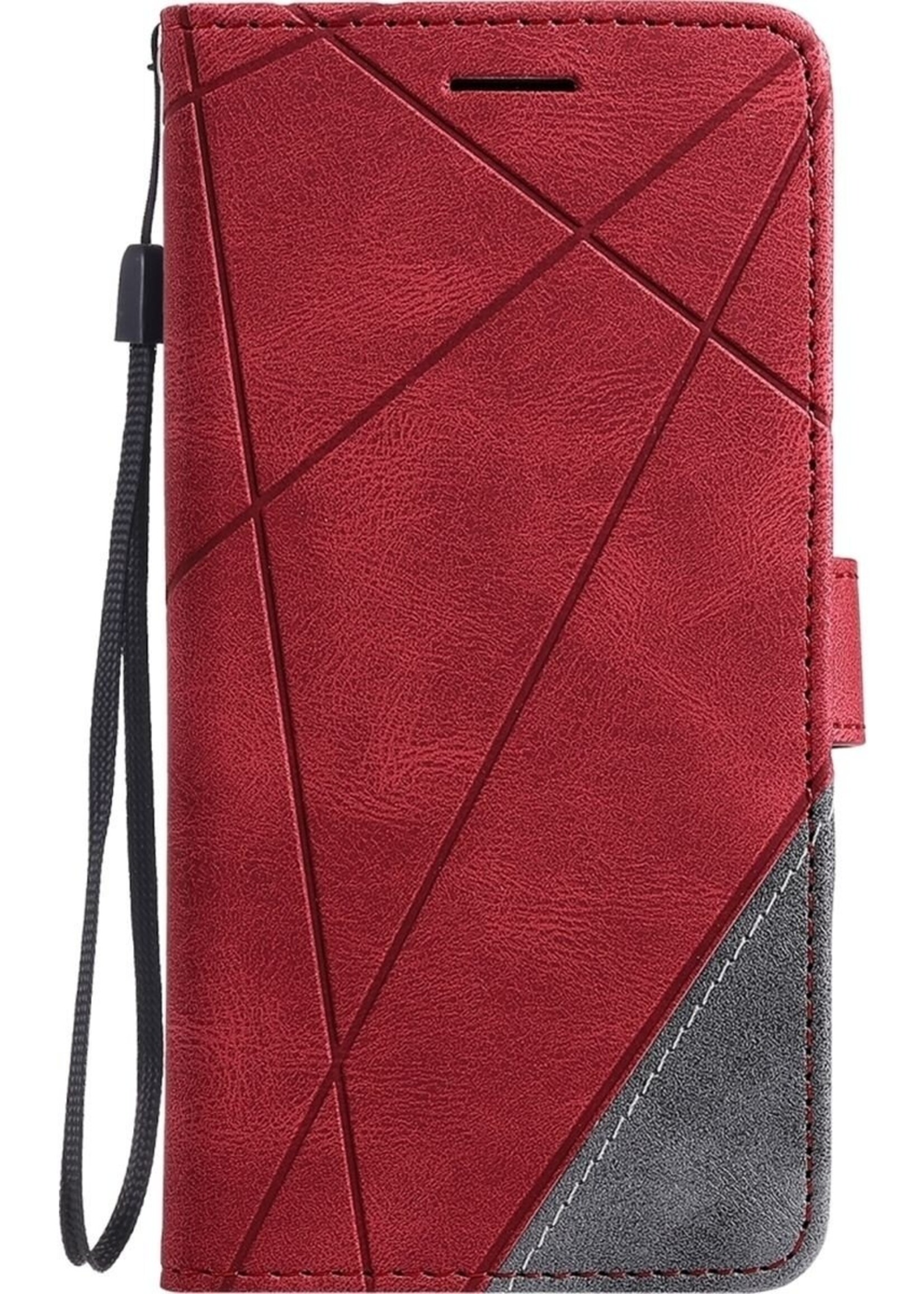 JVS Products Xiaomi Redmi Note 10 Pro hoesje - Bookcase - Pasjeshouder - Portemonnee - Patroon - Kunstleer - Rood