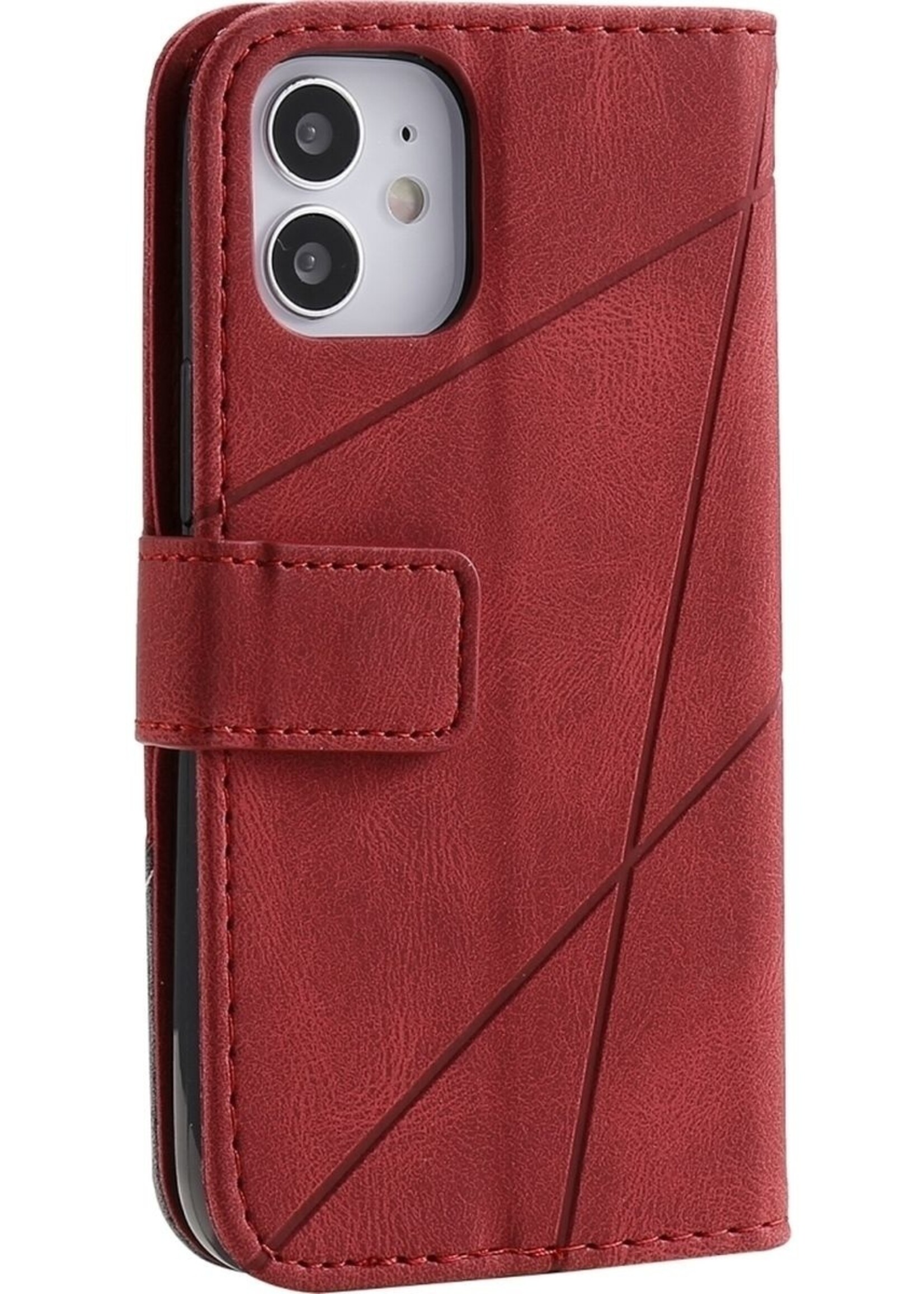 JVS Products Xiaomi Redmi Note 10 Pro hoesje - Bookcase - Pasjeshouder - Portemonnee - Patroon - Kunstleer - Rood