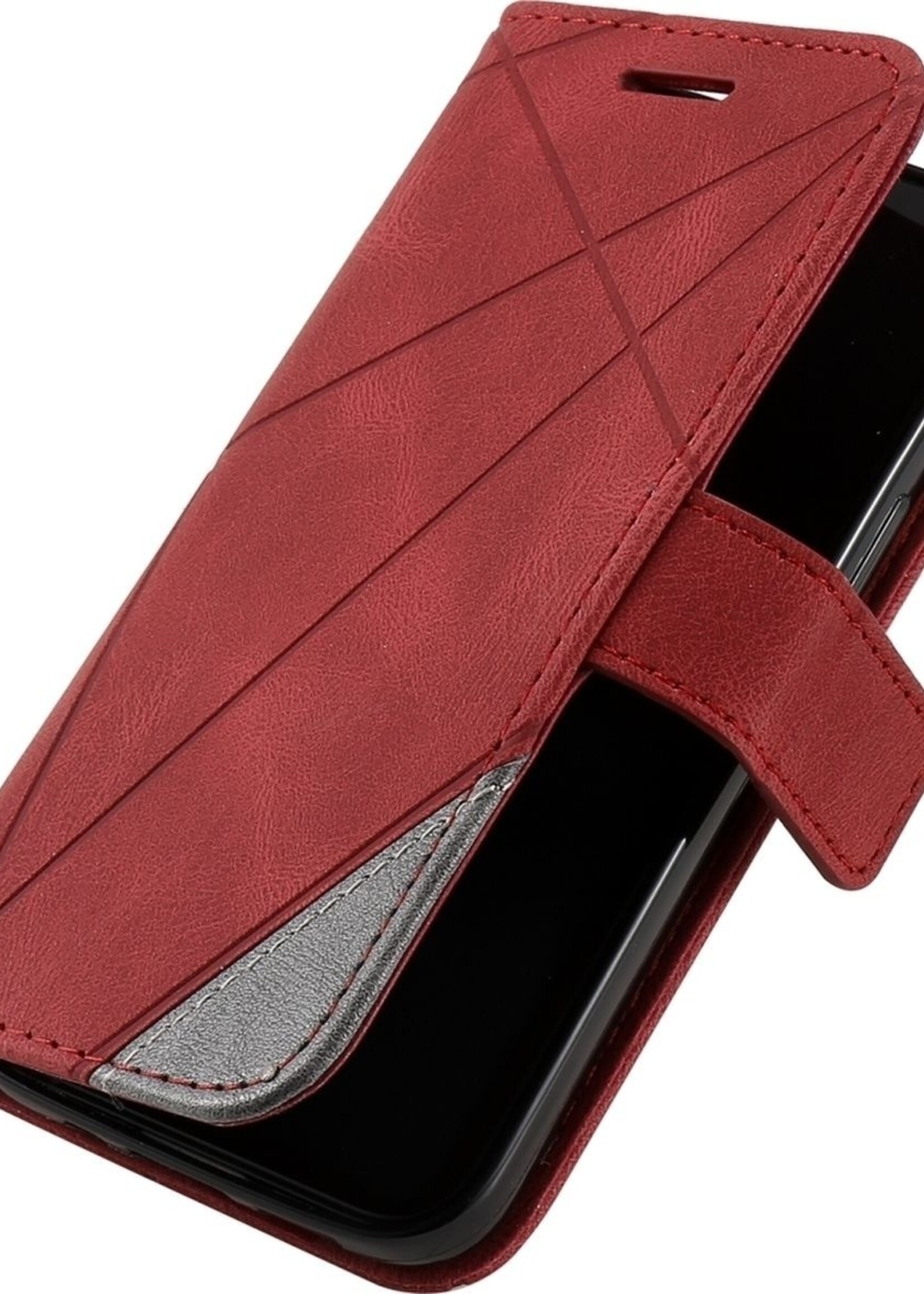 JVS Products Xiaomi Redmi Note 10 Pro hoesje - Bookcase - Pasjeshouder - Portemonnee - Patroon - Kunstleer - Rood