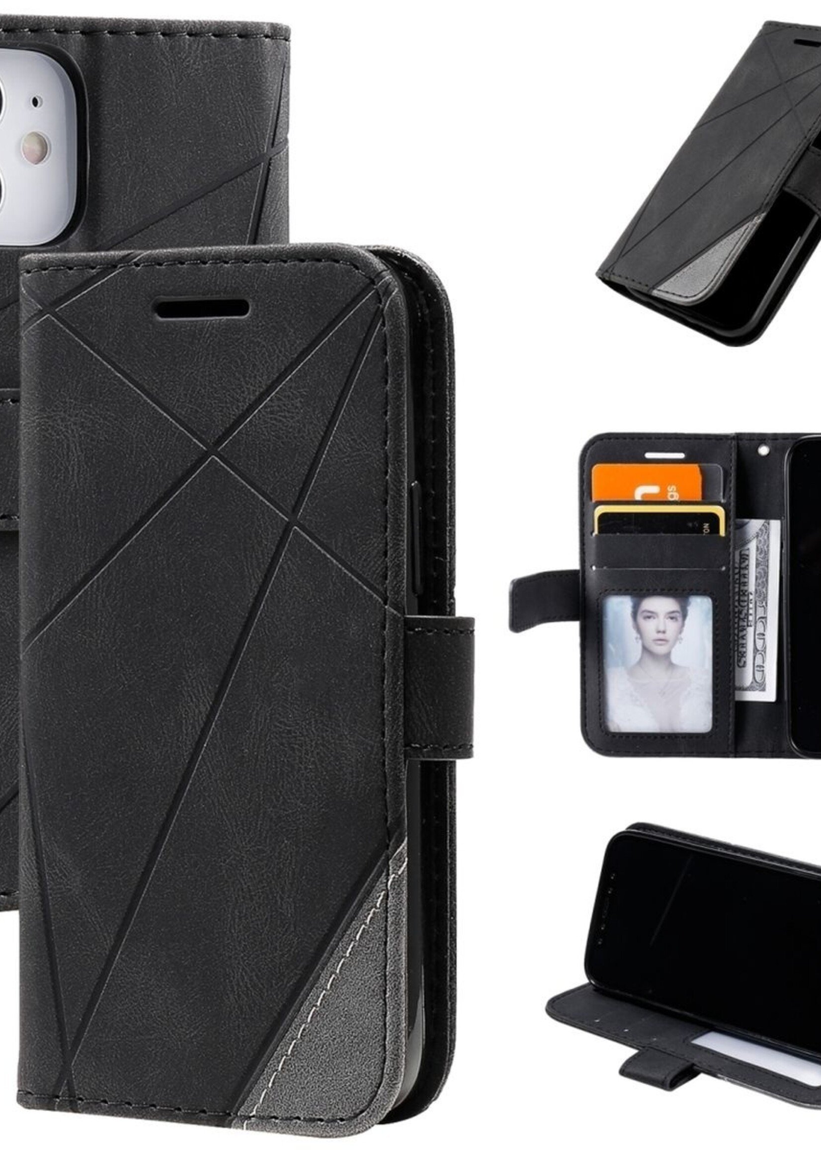 JVS Products Xiaomi Redmi Note 10 Pro hoesje - Bookcase - Pasjeshouder - Portemonnee - Patroon - Kunstleer - Zwart