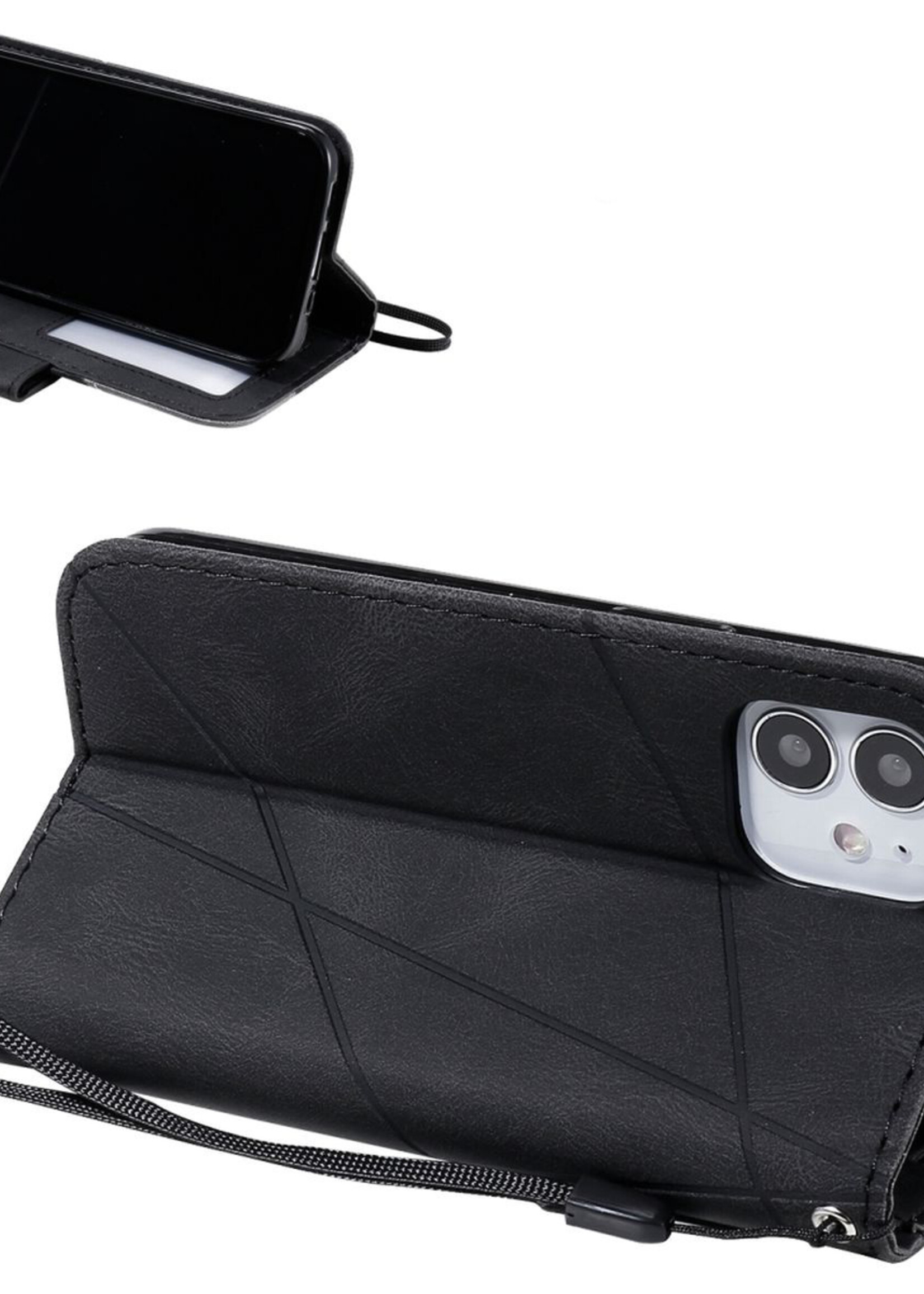 JVS Products Xiaomi Redmi Note 10 Pro hoesje - Bookcase - Pasjeshouder - Portemonnee - Patroon - Kunstleer - Zwart