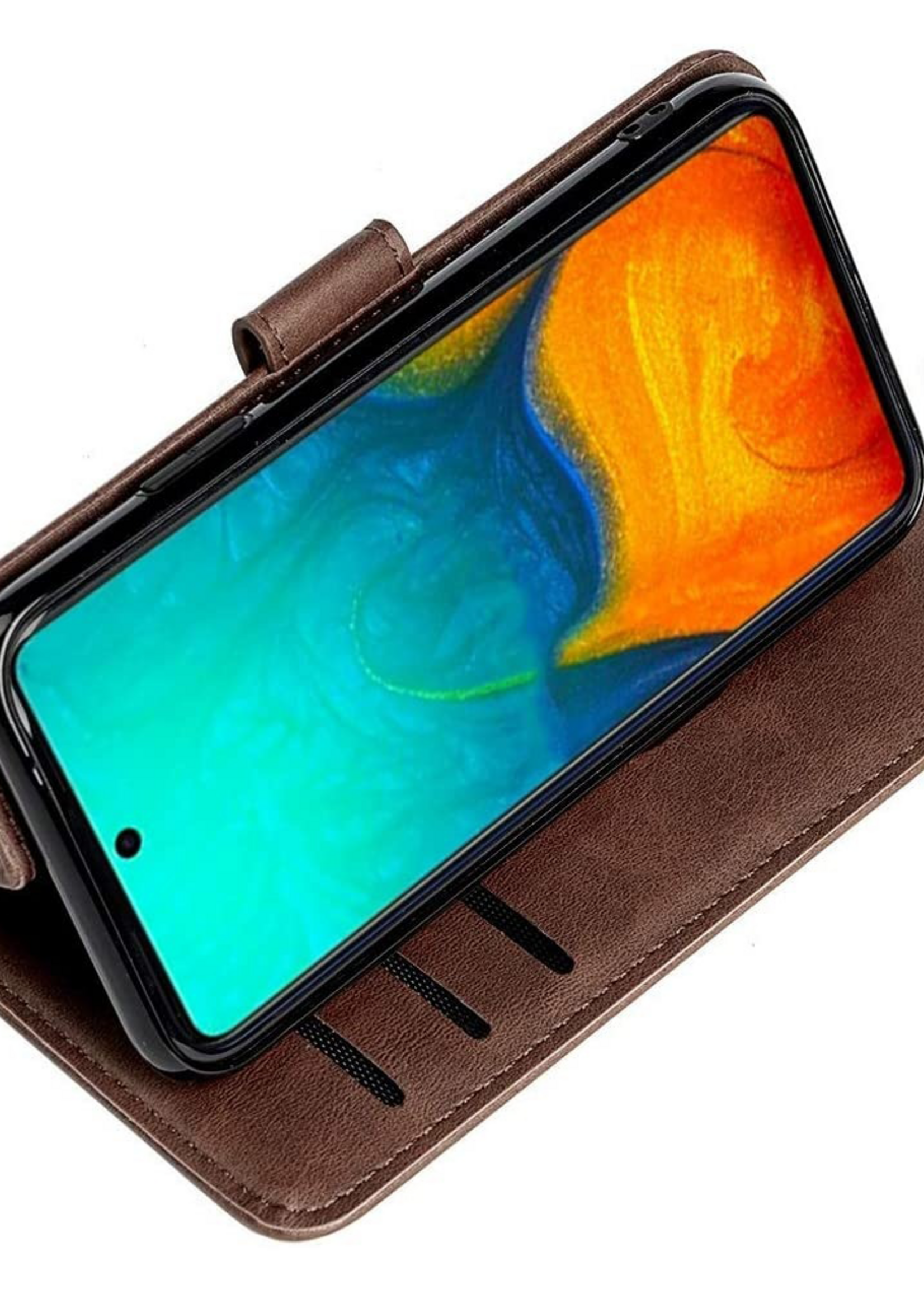 JVS Products Xiaomi Redmi Note 10 Pro hoesje - Bookcase - Pasjeshouder - Portemonnee - Kunstleer - Bruin